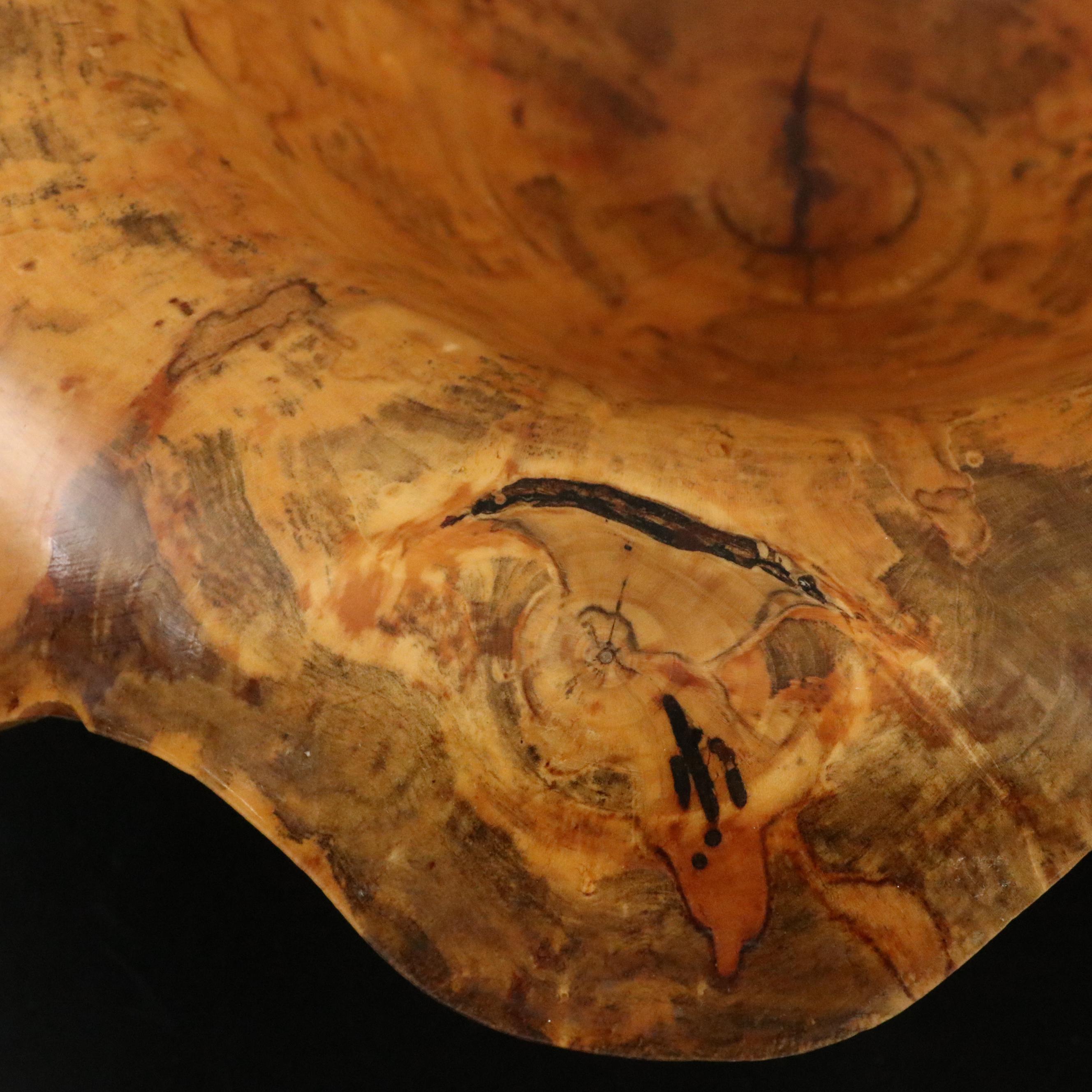 Vintage Ed Moulthrop Turned and Carved Rare Ash-Leaf Maple Bowl