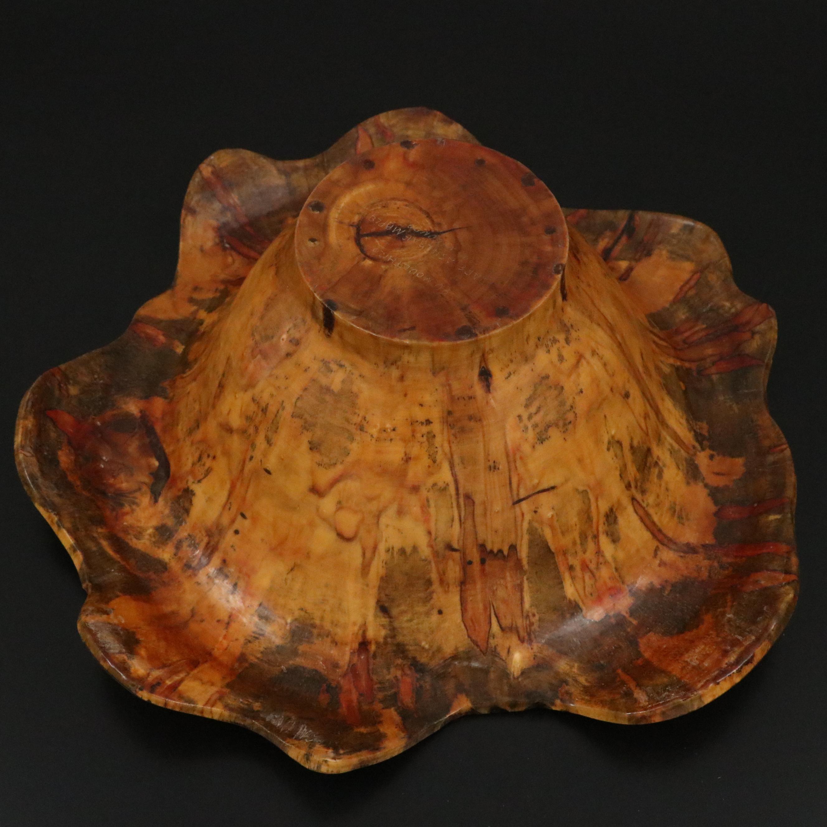 Vintage Ed Moulthrop Turned and Carved Rare Ash-Leaf Maple Bowl