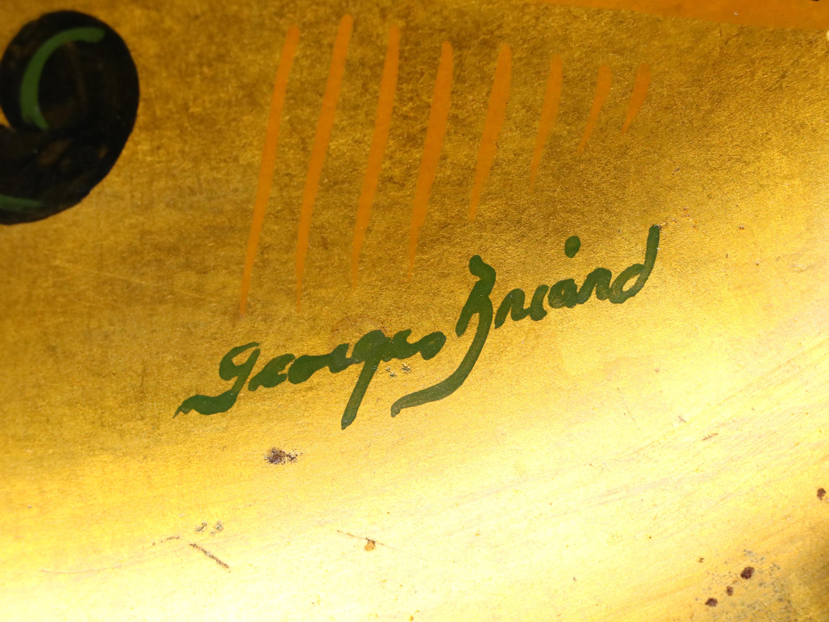 George Briard Toleware Tray with Wood Easel, Mid Century Modern