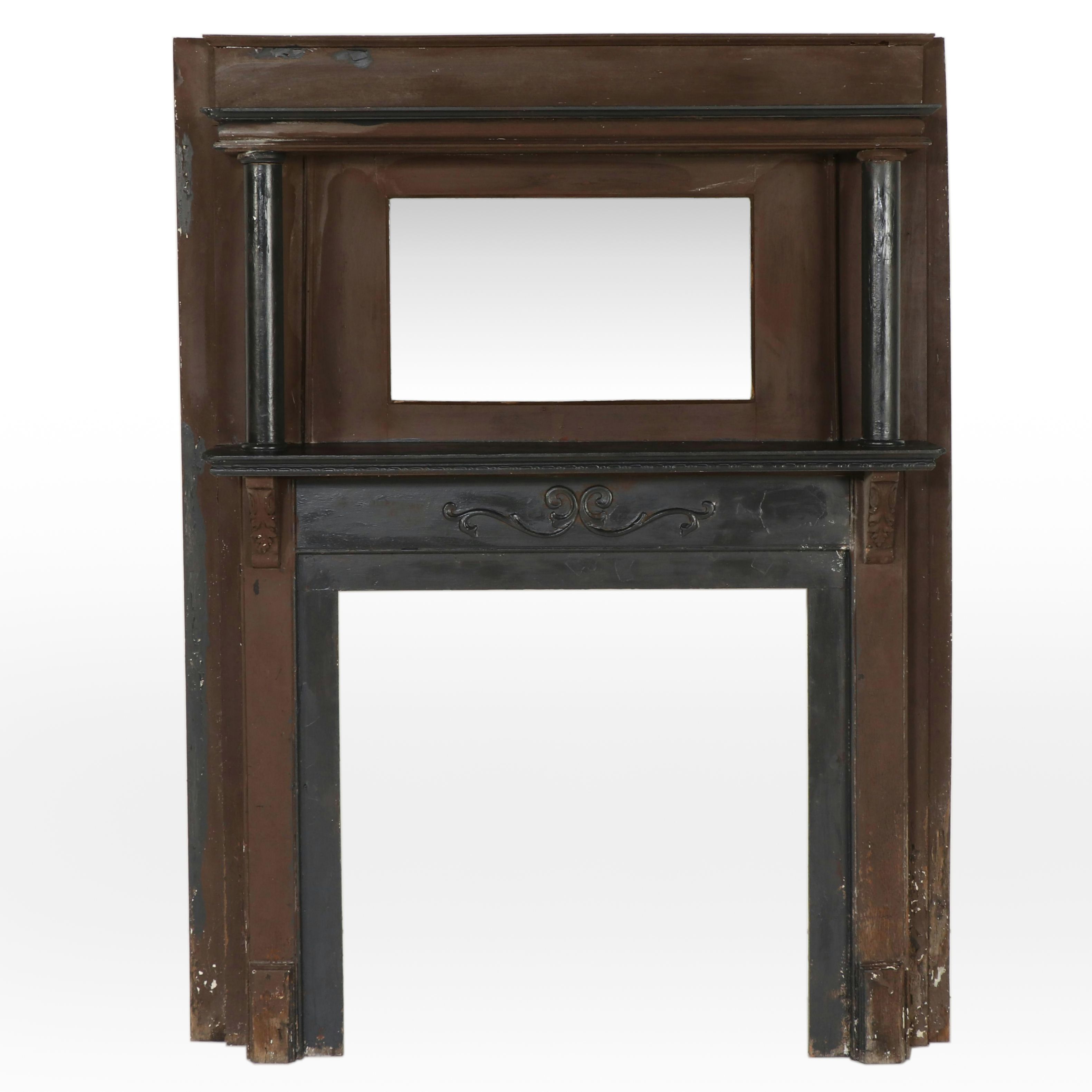 Architectural Salvaged Victorian Style Painted Wood Mantel Surround