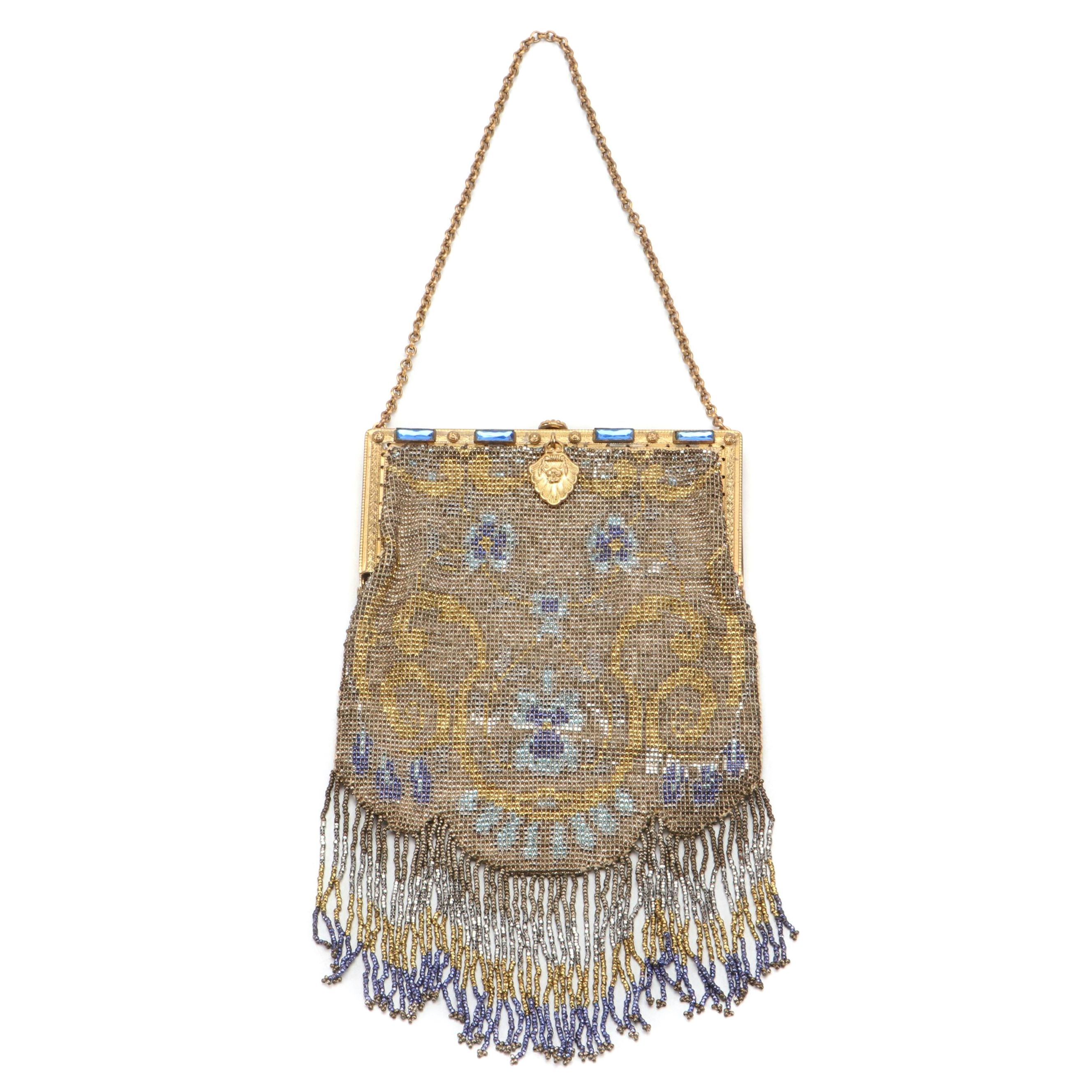 Hand-Loomed French Steel and Metallic Bead Evening Bag, circa 1930