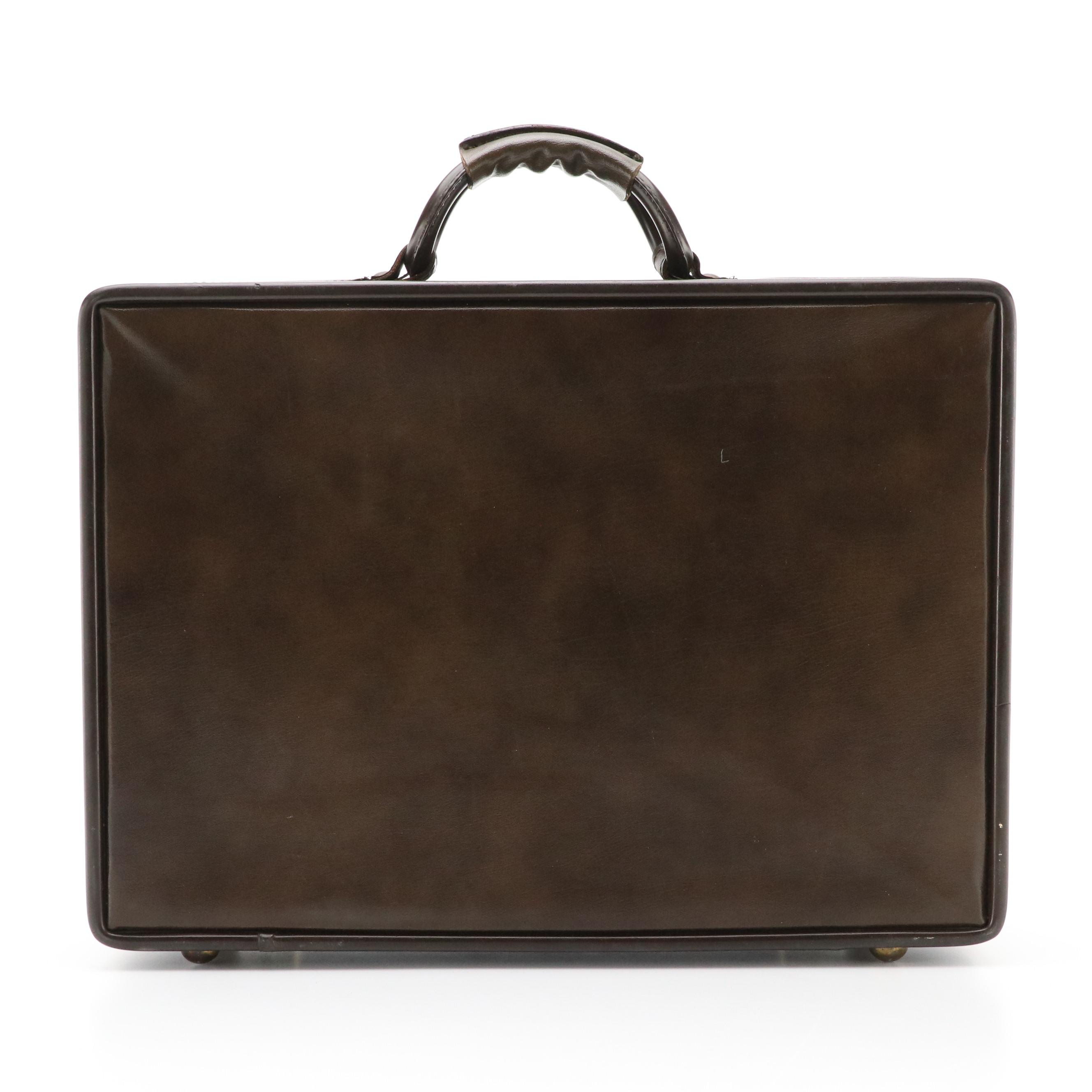 Hartmann A-Series Attaché Briefcase in Dark Brown Leather