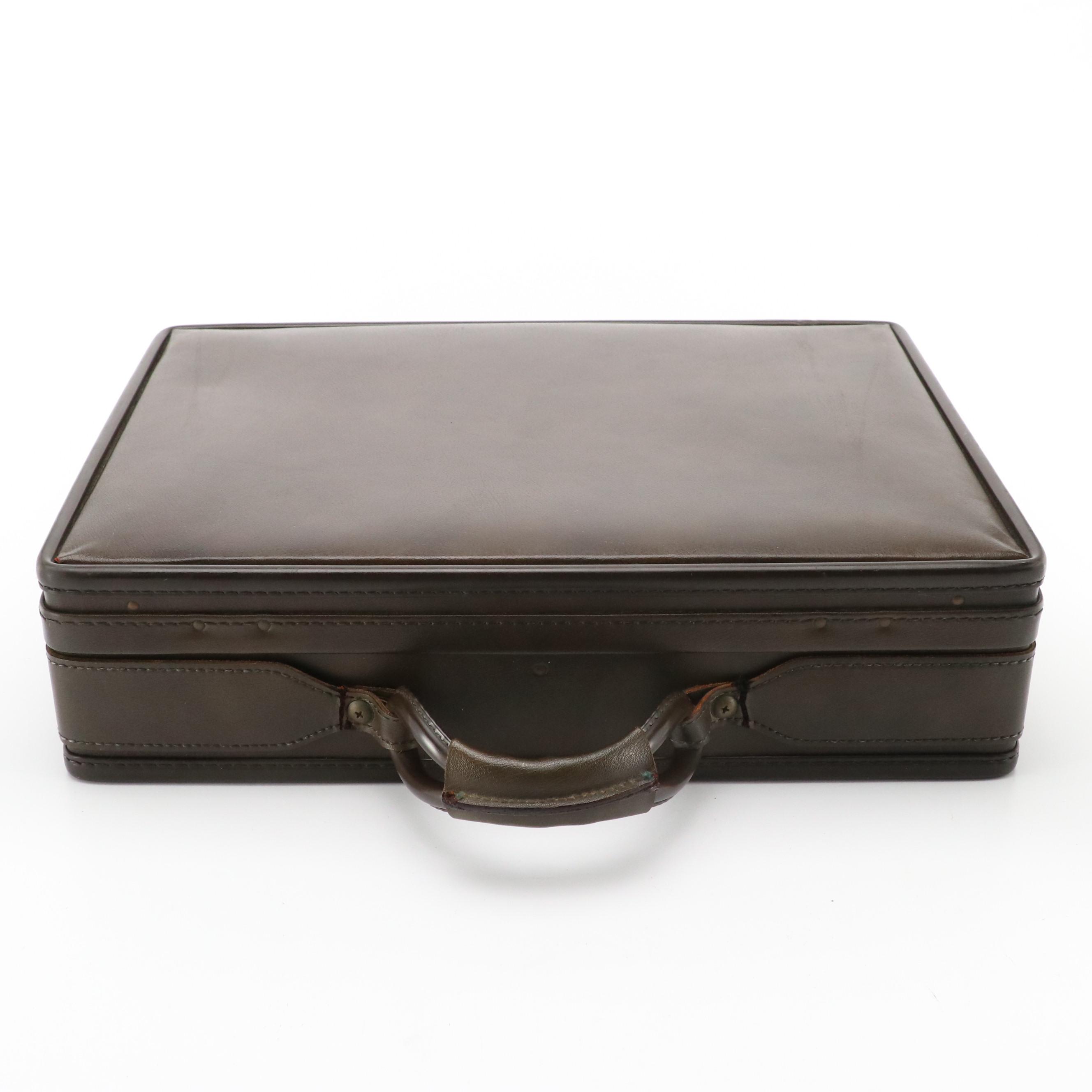 Hartmann A-Series Attaché Briefcase in Dark Brown Leather