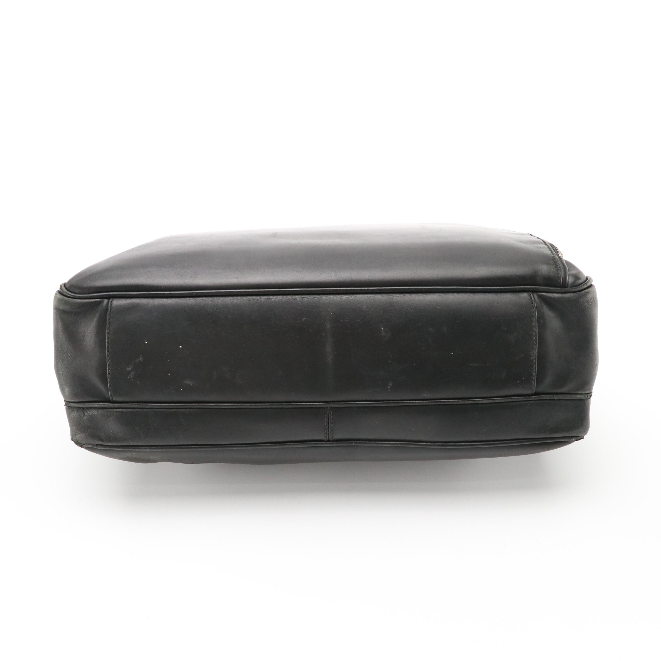 Prada Top Handle Messenger Business Bag in Black Leather