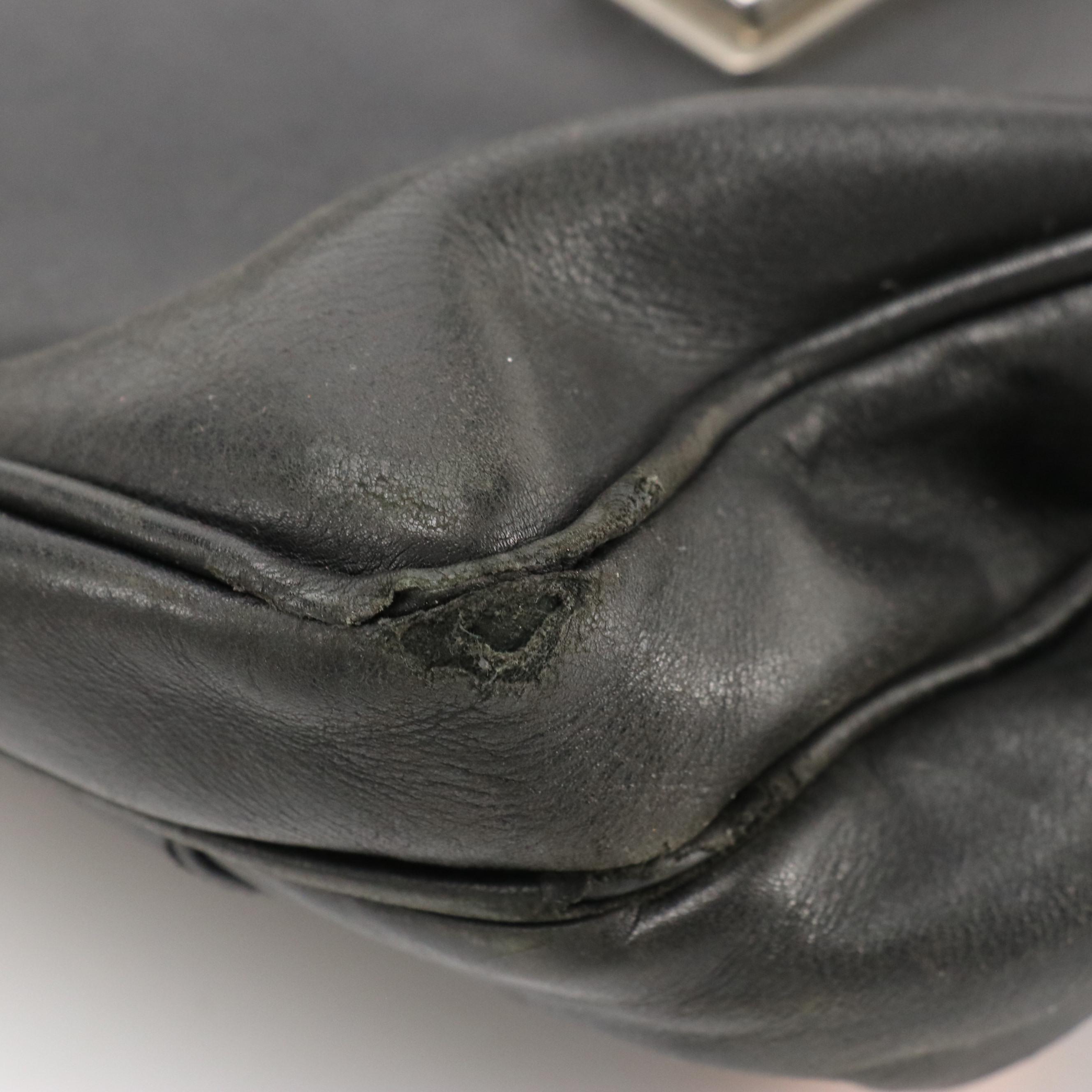 Prada Top Handle Messenger Business Bag in Black Leather