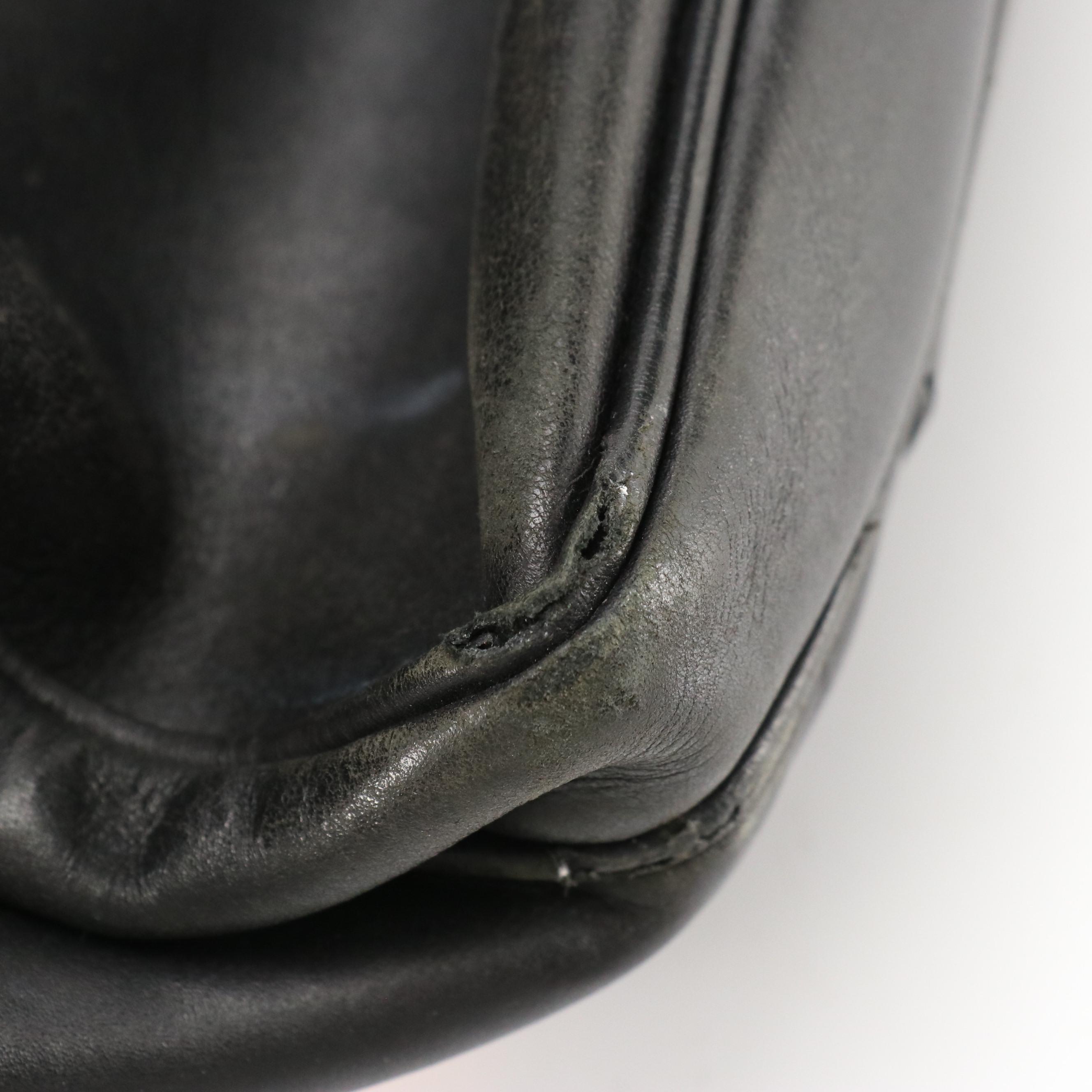 Prada Top Handle Messenger Business Bag in Black Leather