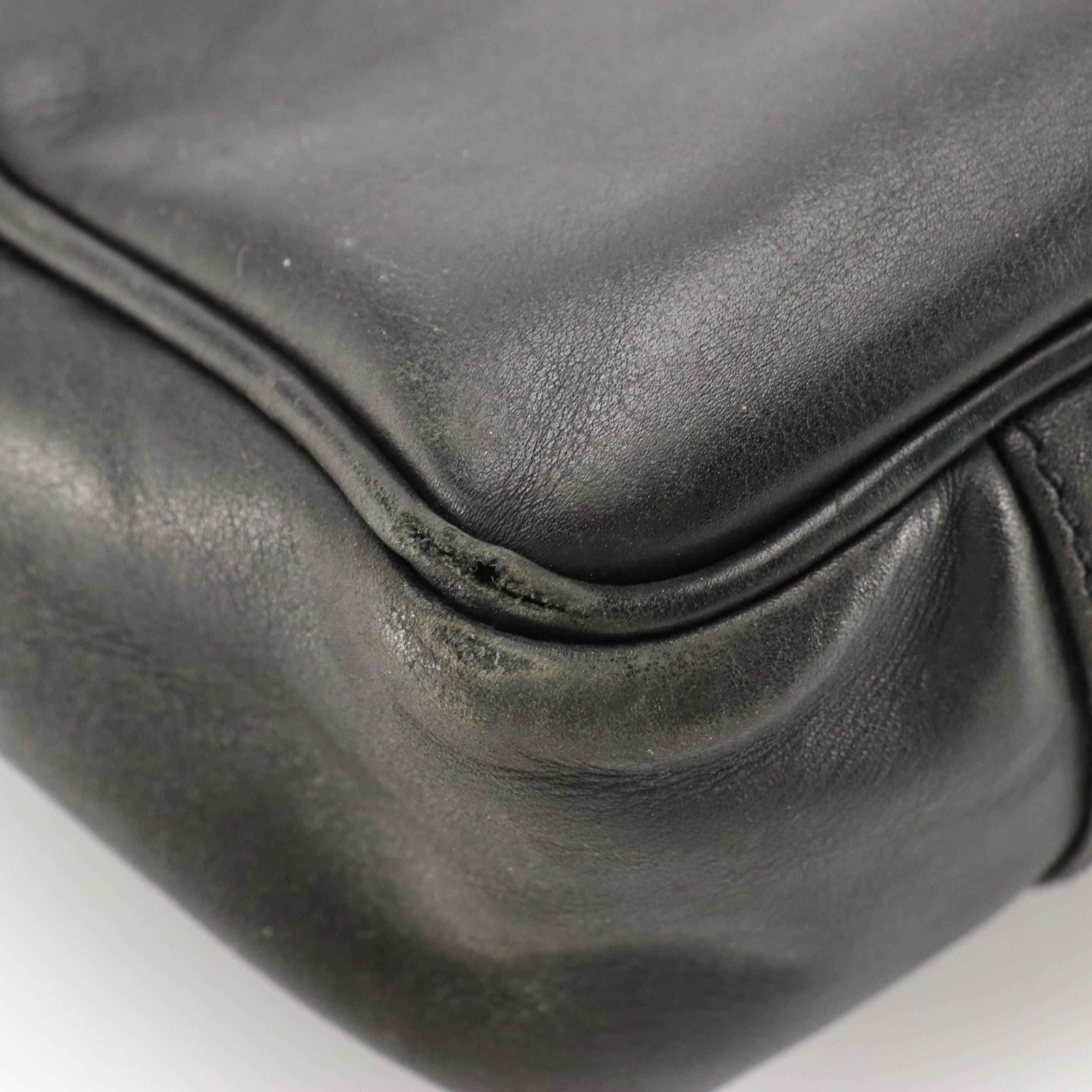 Prada Top Handle Messenger Business Bag in Black Leather