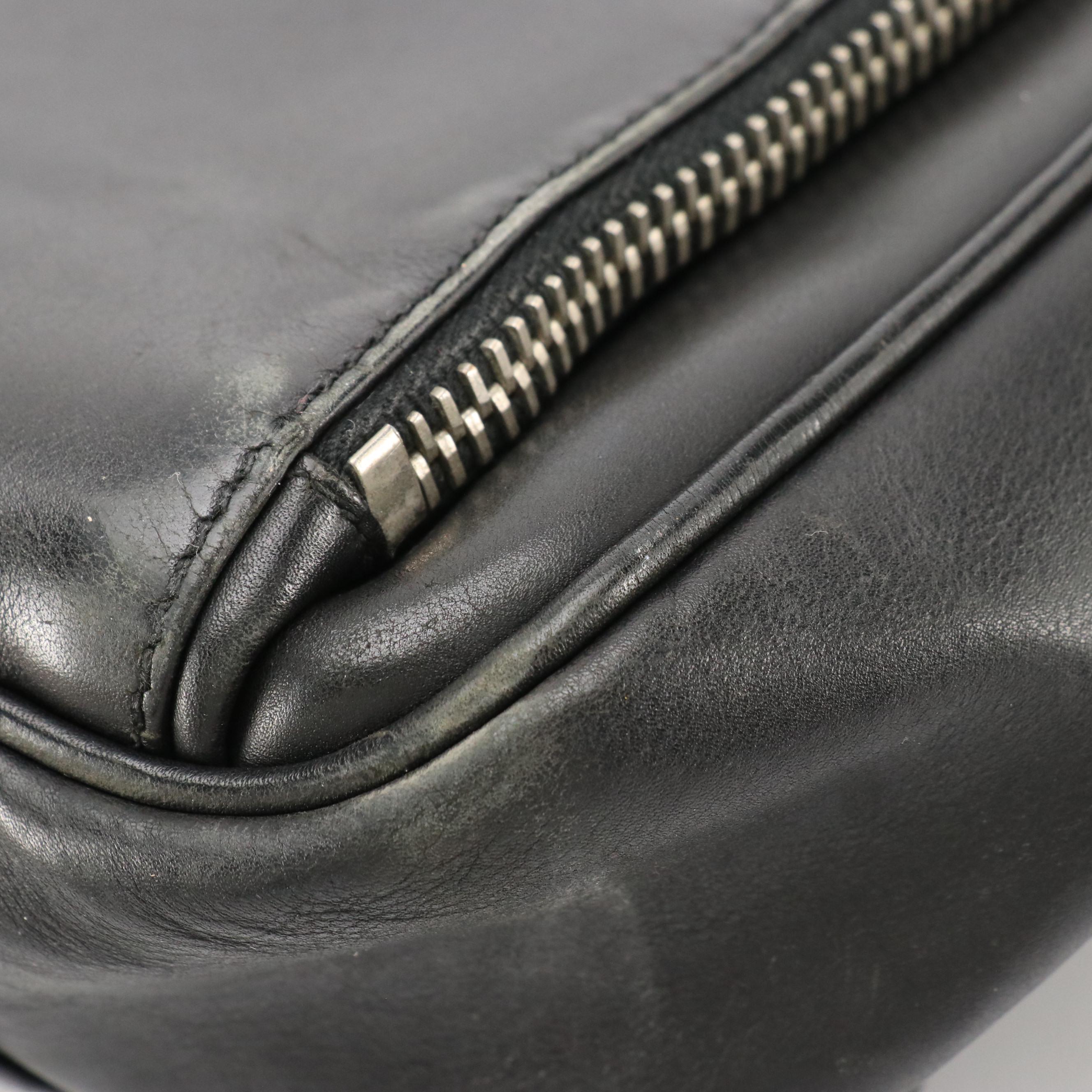 Prada Top Handle Messenger Business Bag in Black Leather