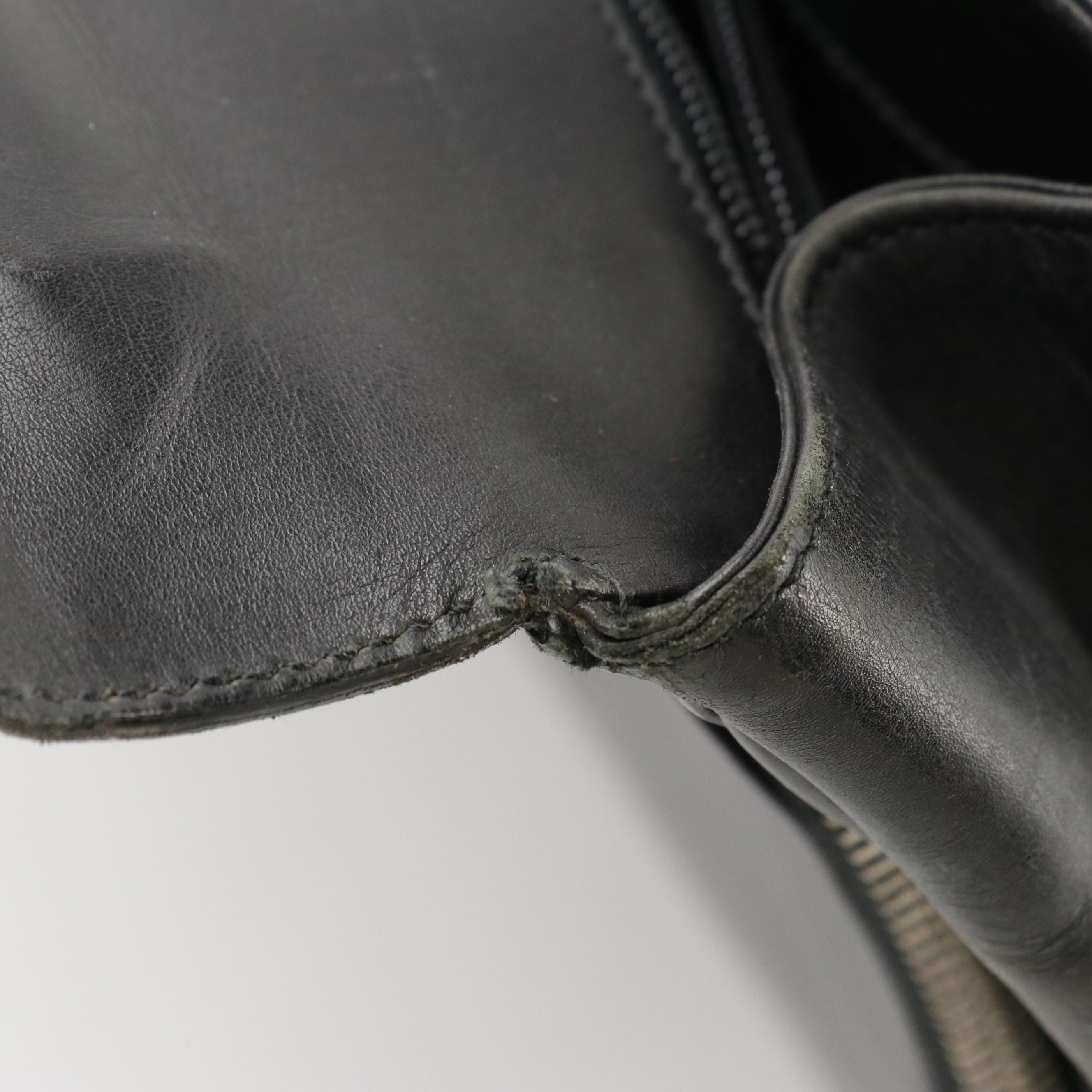 Prada Top Handle Messenger Business Bag in Black Leather