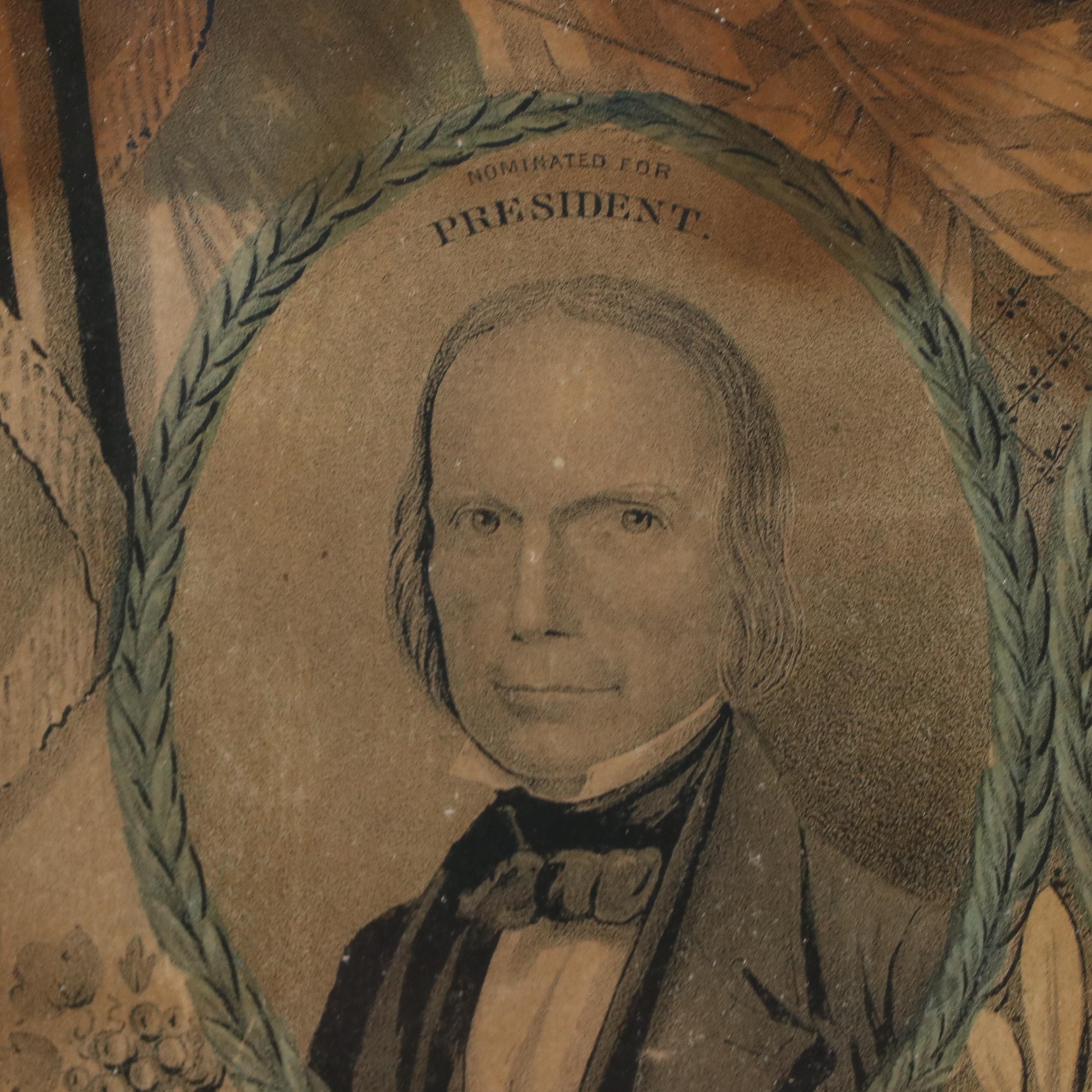 N. Currier Hand-Colored Lithograph "Grand National Whig Banner, 'Onward,'" 1844