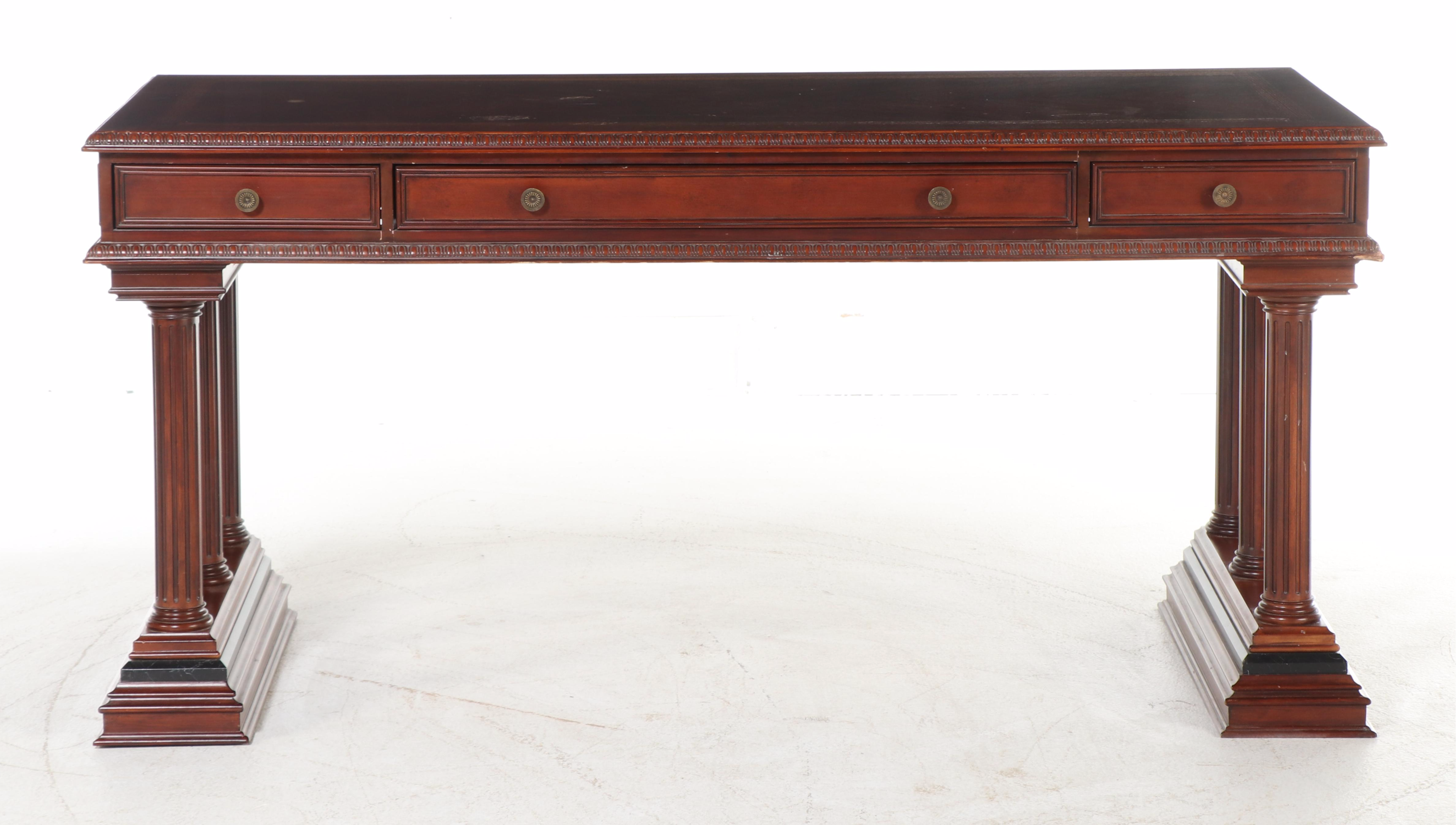 The Bombay Company Classical Style Mahogany and Marquetry Writing Table