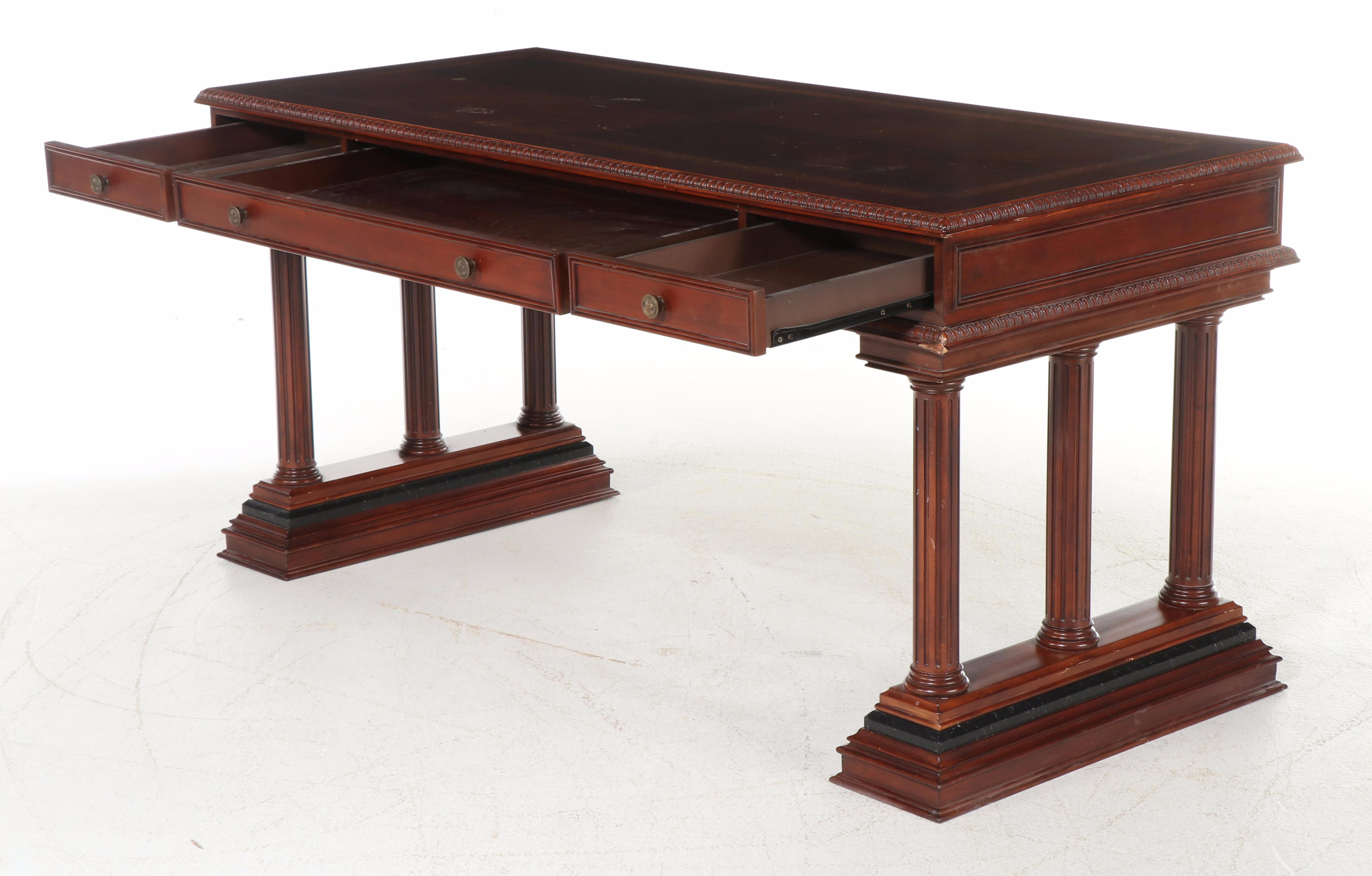 The Bombay Company Classical Style Mahogany and Marquetry Writing Table