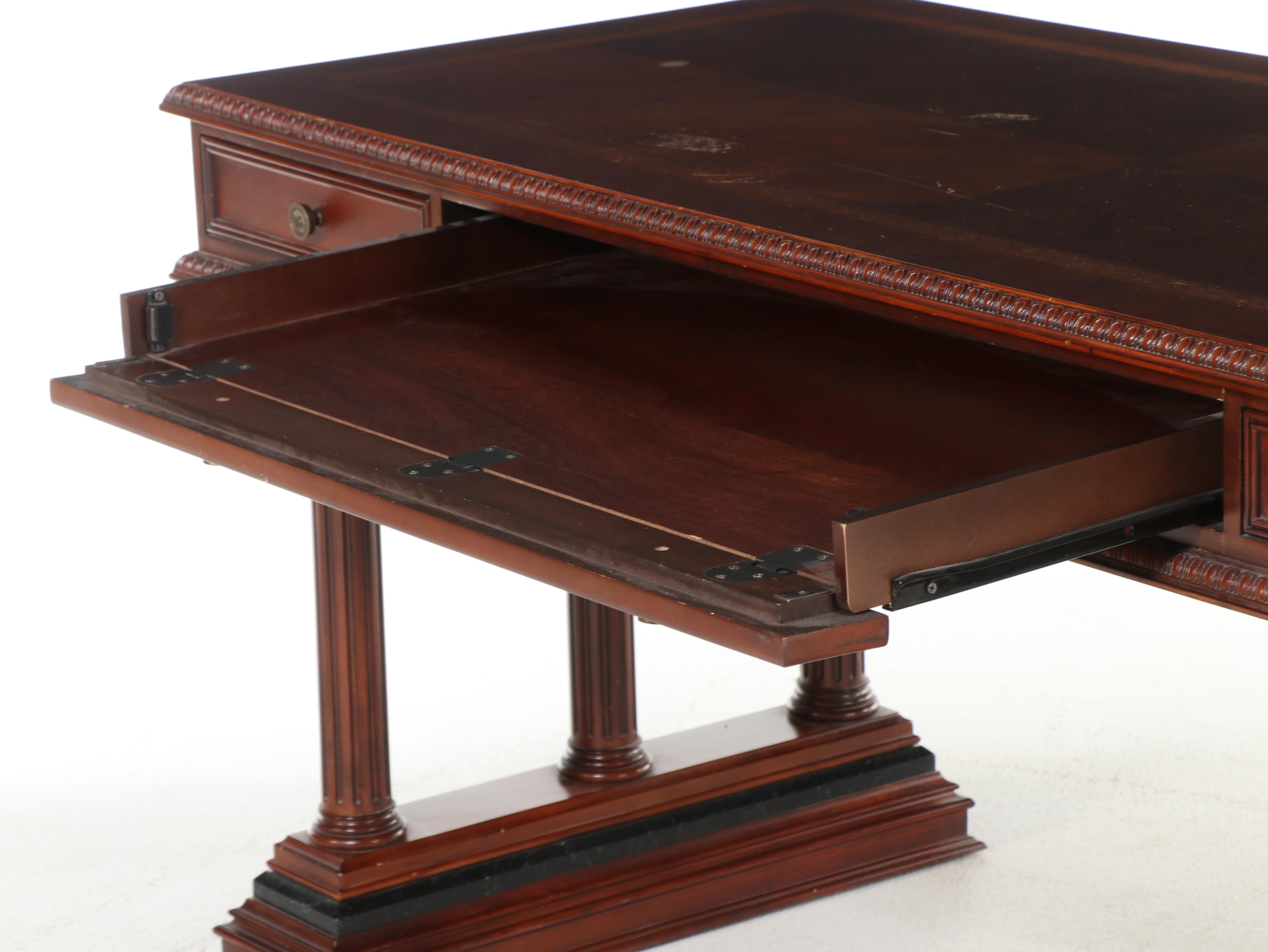 The Bombay Company Classical Style Mahogany and Marquetry Writing Table