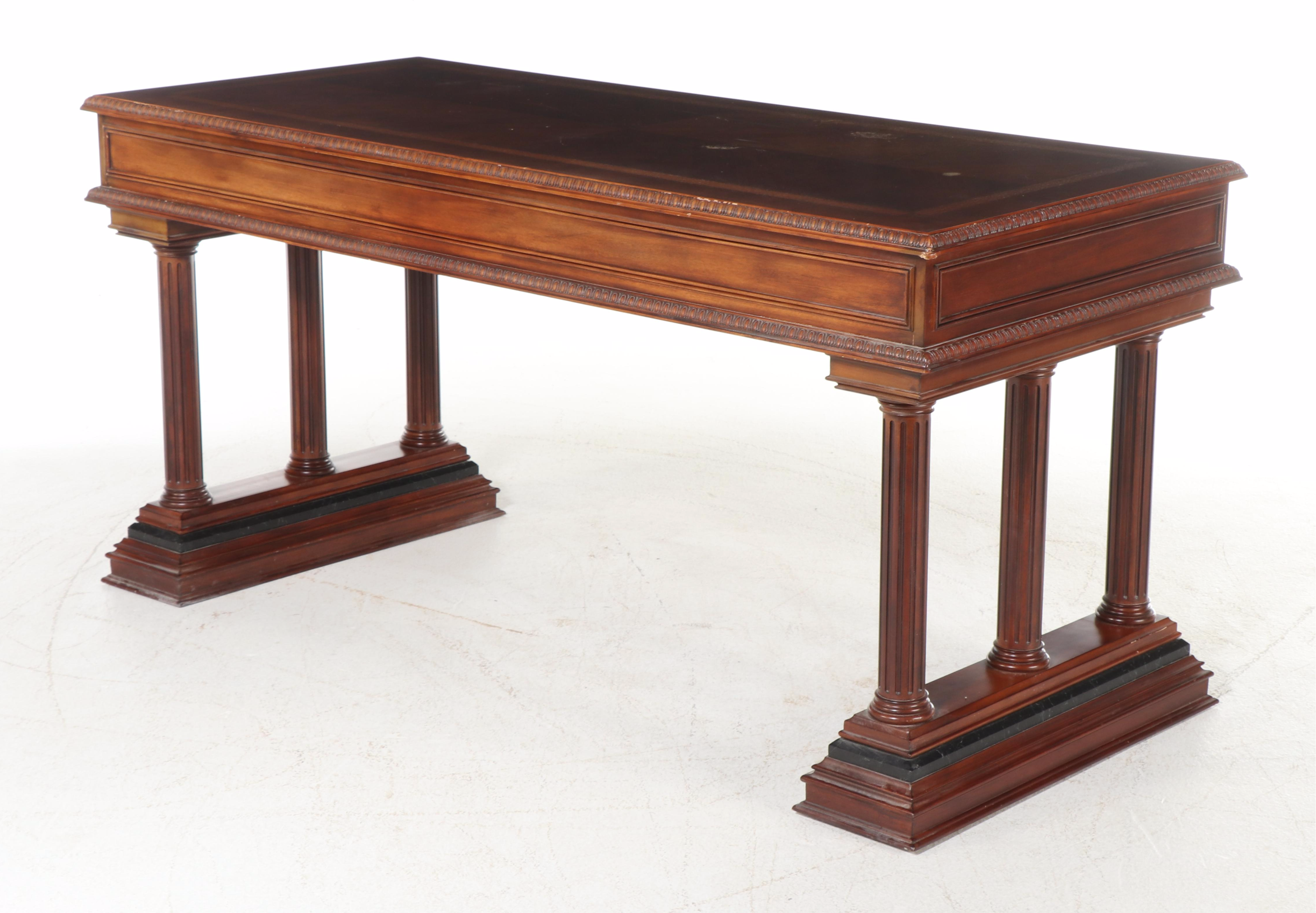 The Bombay Company Classical Style Mahogany and Marquetry Writing Table