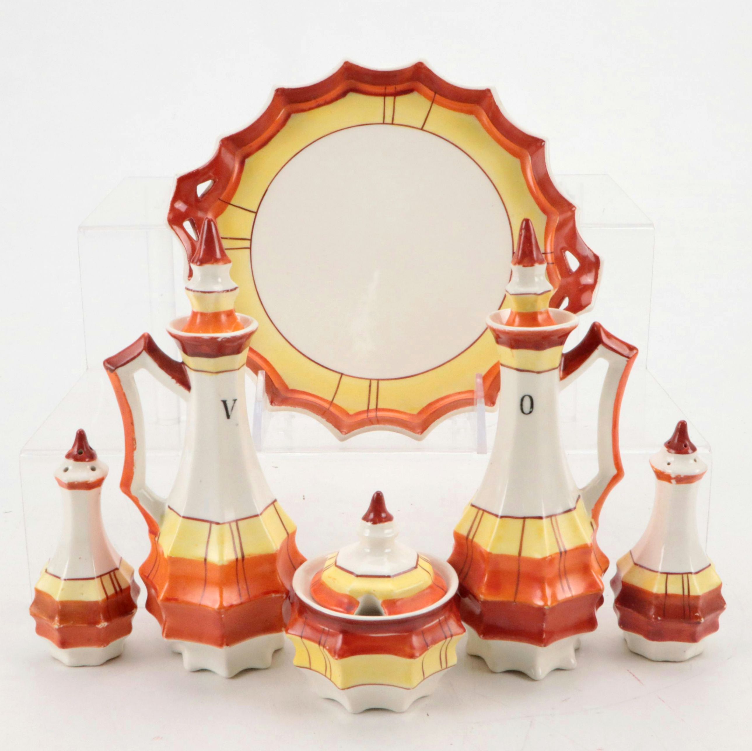 Japanese Hand-Painted Ceramic Condiment Set