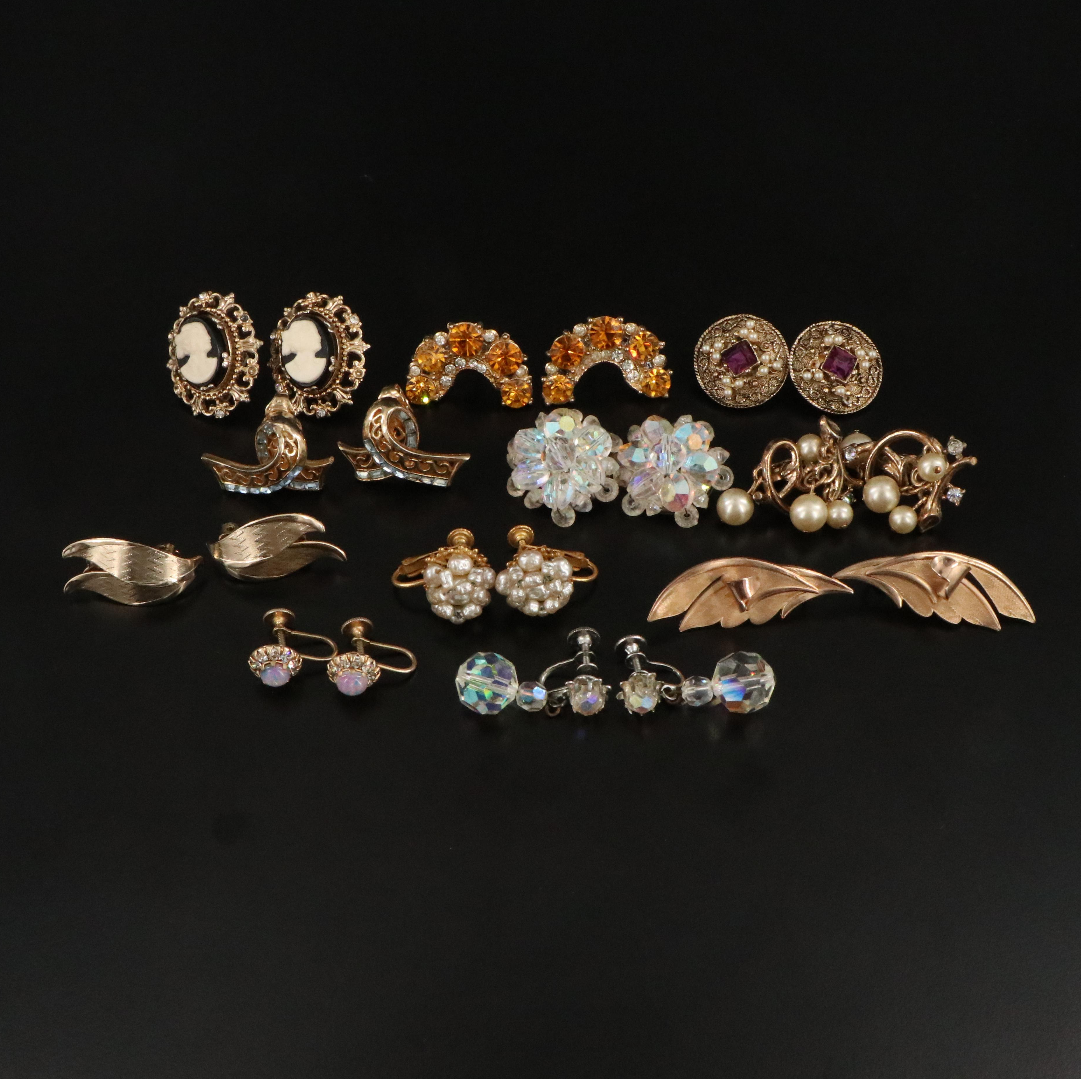 Miriam Haskell, Crystal and Trifari in Vintage Earring Collection