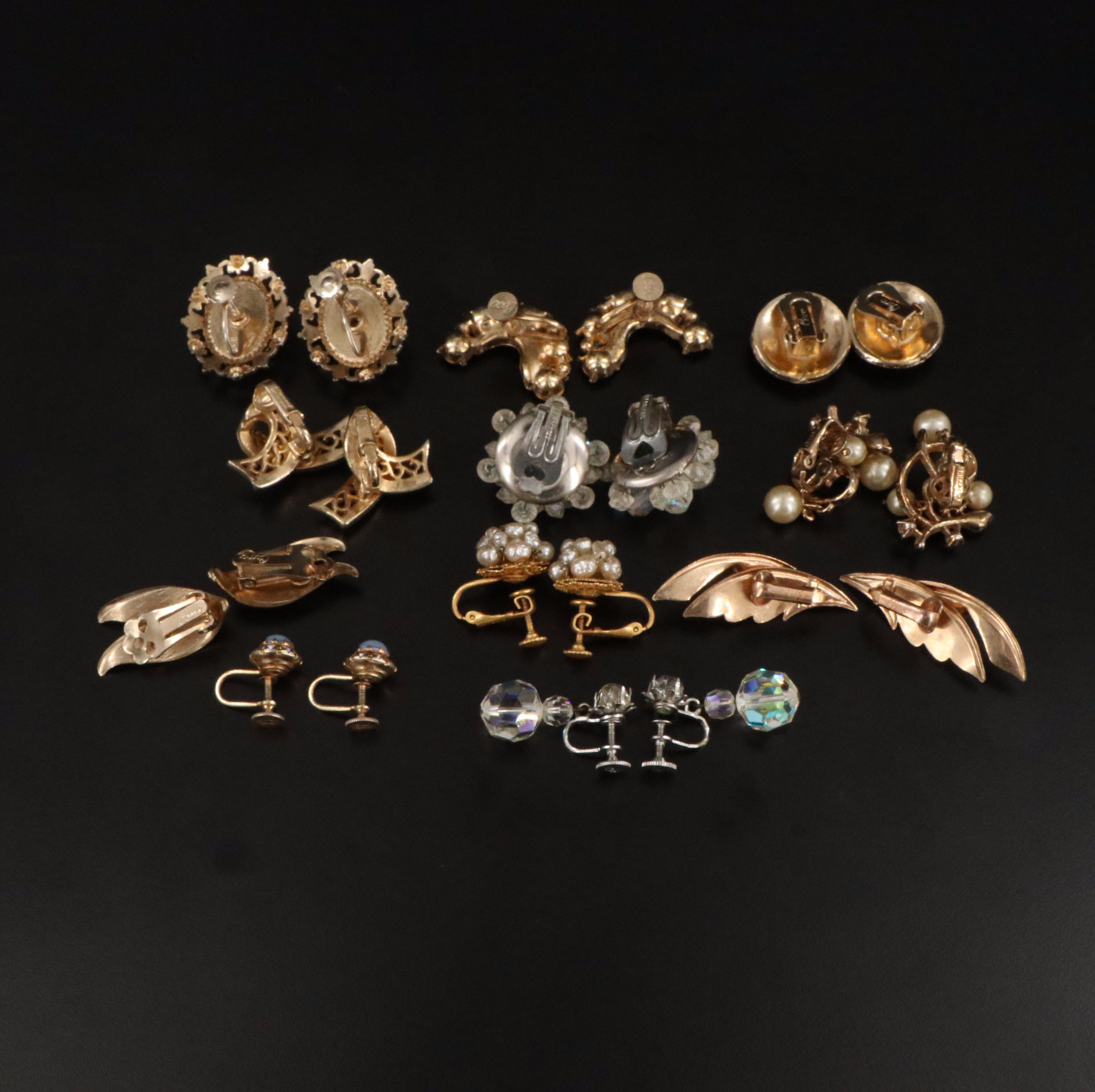 Miriam Haskell, Crystal and Trifari in Vintage Earring Collection