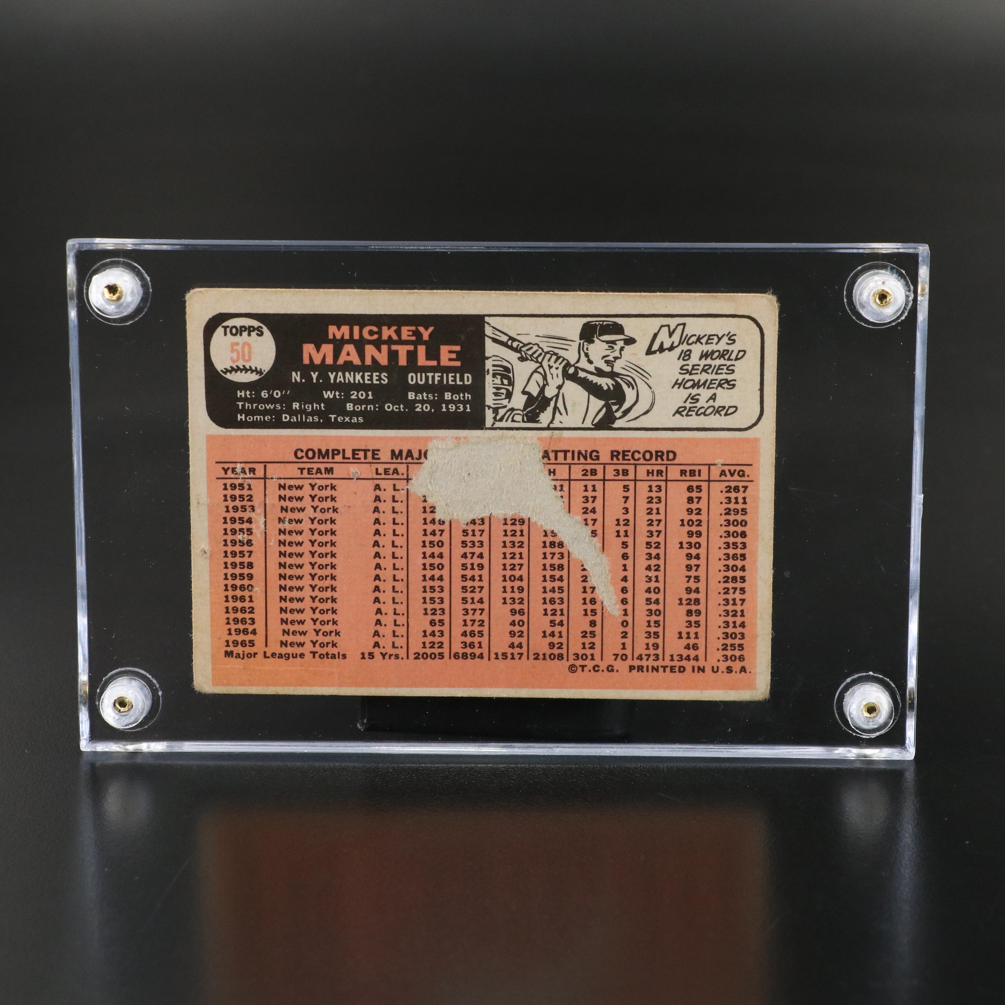 1966 Topps Mickey Mantle New York Yankees Baseball Card