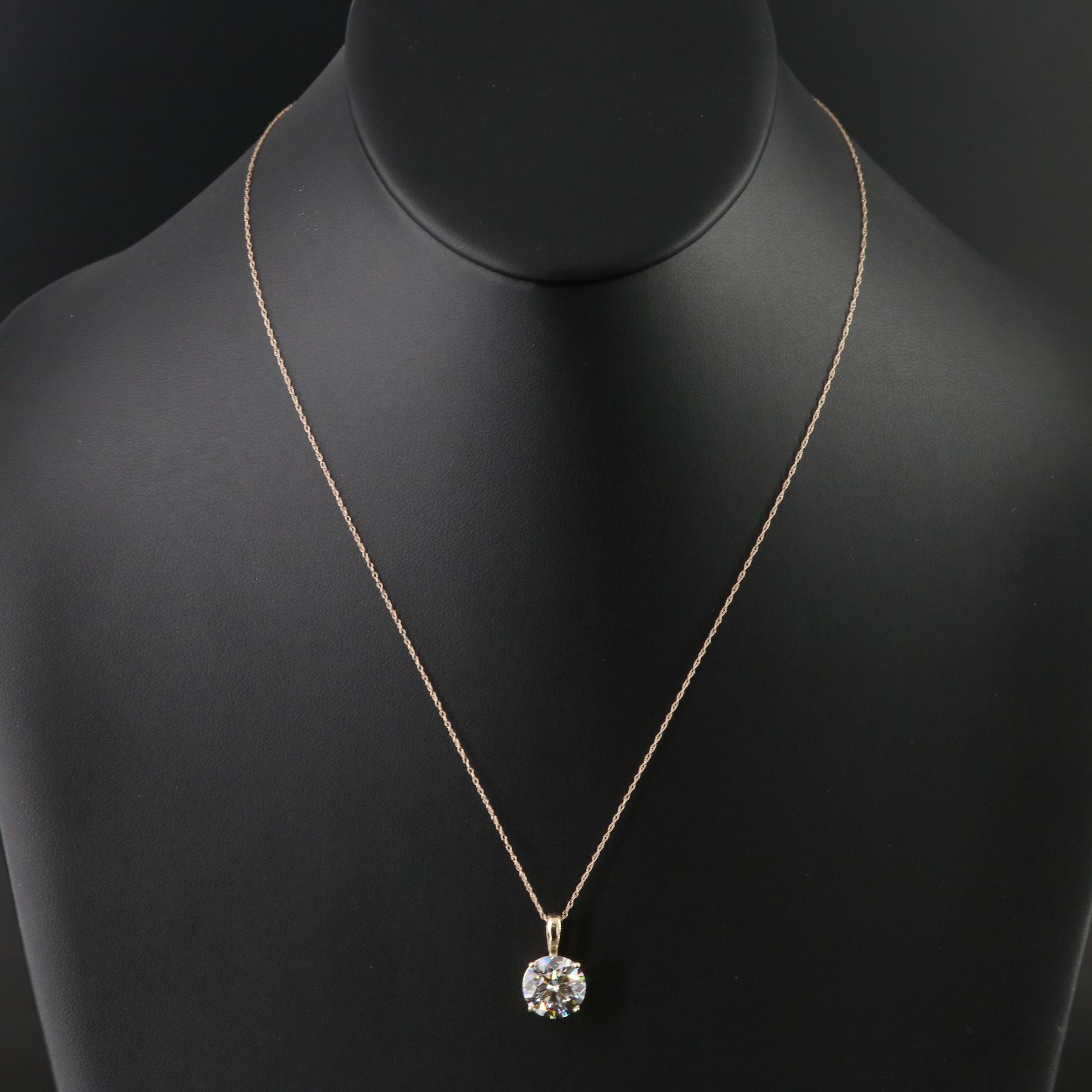 14K 4.35 CT Lab Grown Diamond Pendant Necklace with IGI Report