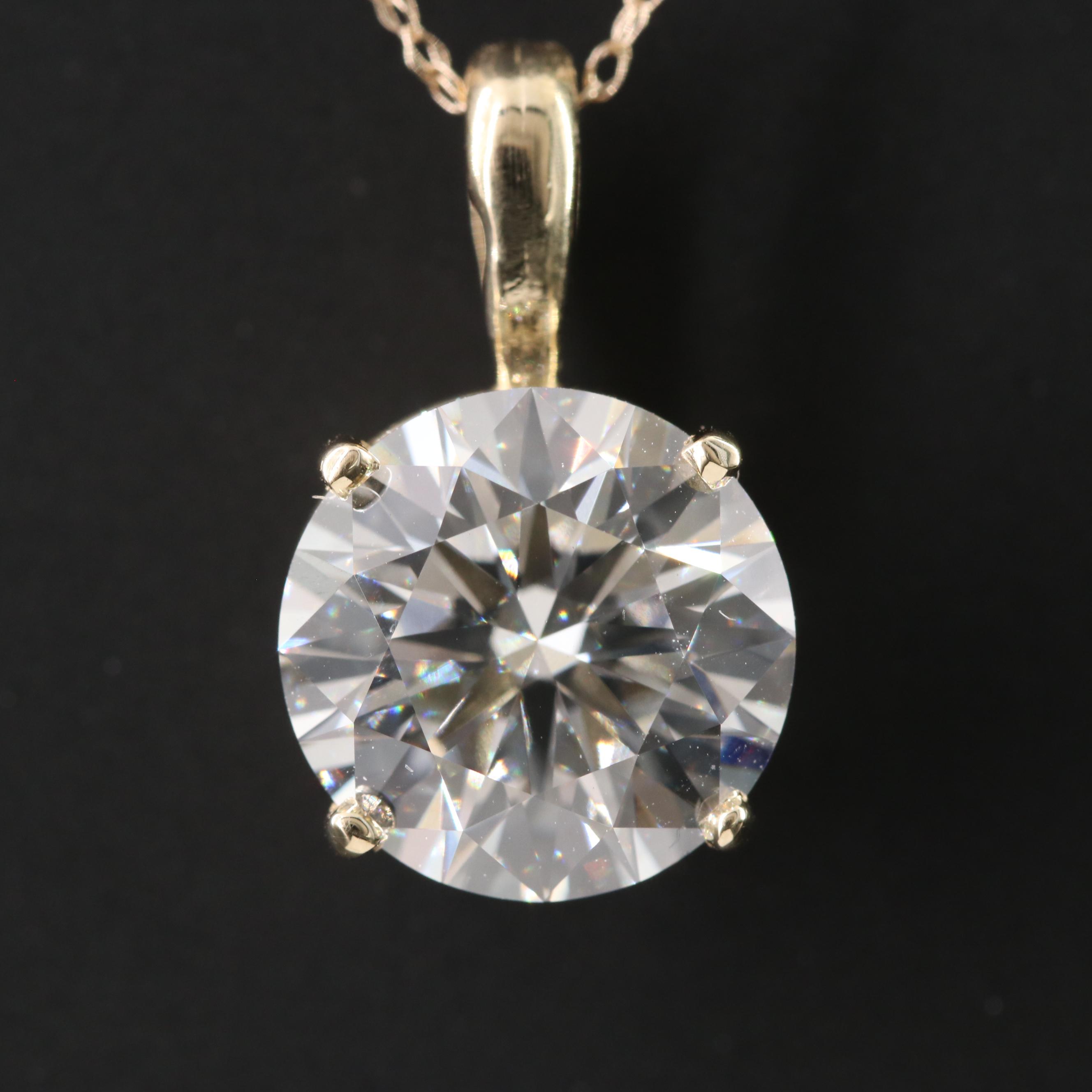 14K 4.35 CT Lab Grown Diamond Pendant Necklace with IGI Report