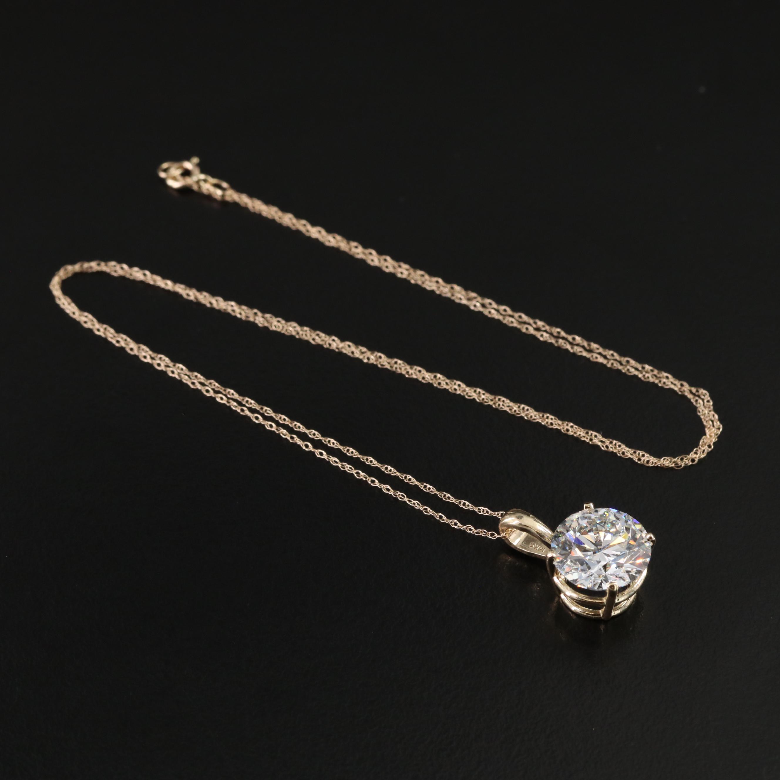 14K 4.35 CT Lab Grown Diamond Pendant Necklace with IGI Report