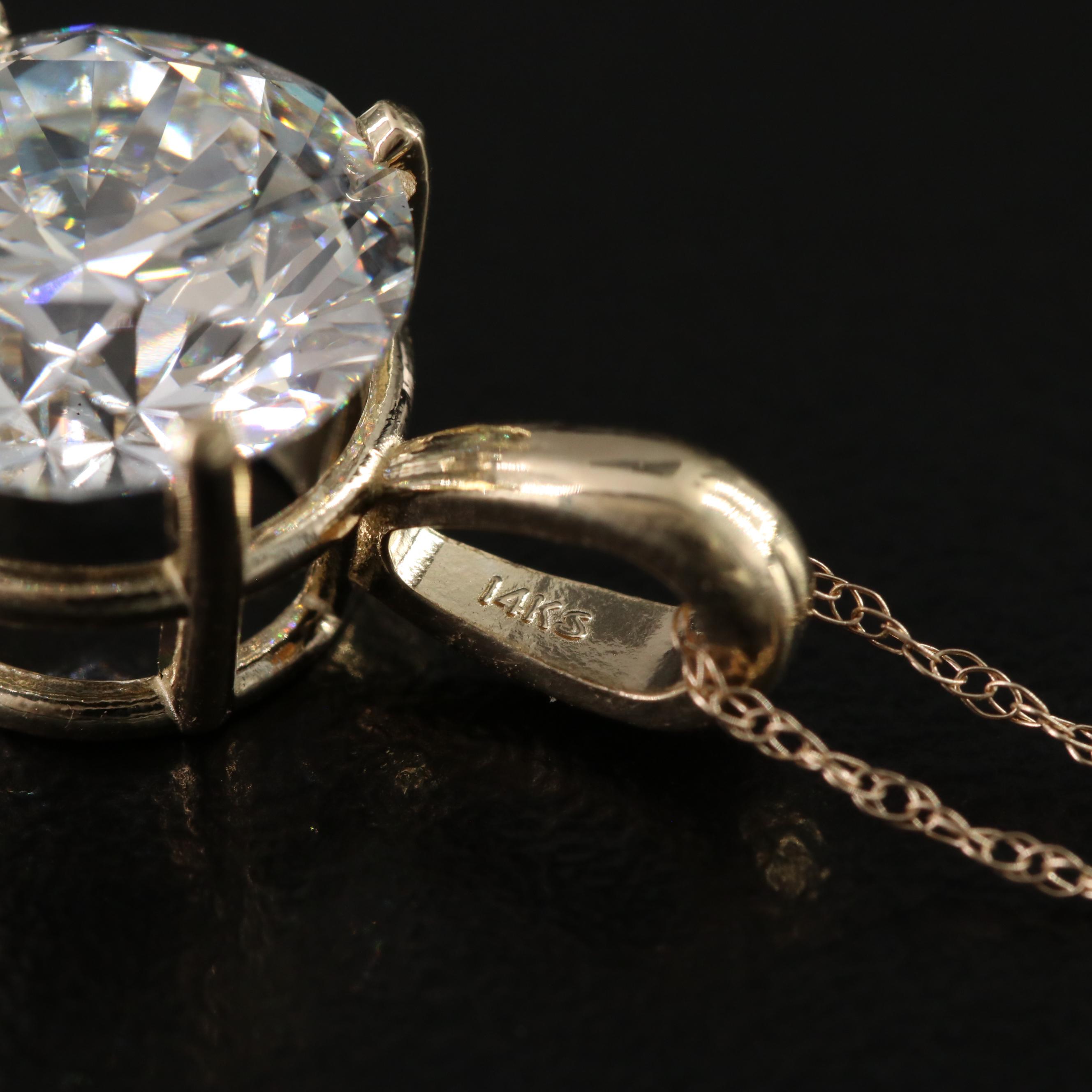 14K 4.35 CT Lab Grown Diamond Pendant Necklace with IGI Report