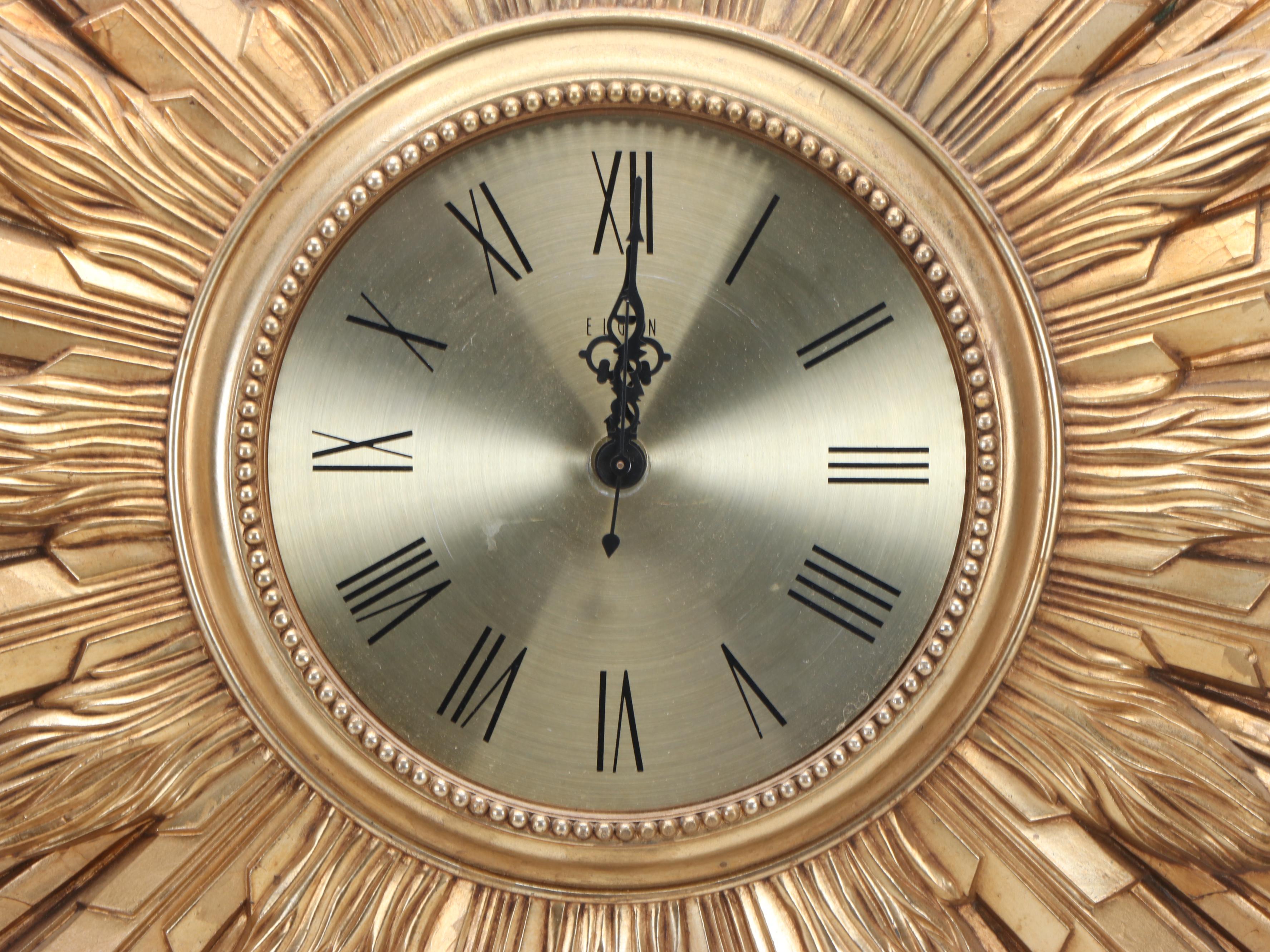 Elgin Mid Century Modern Sunburst Wall Clock