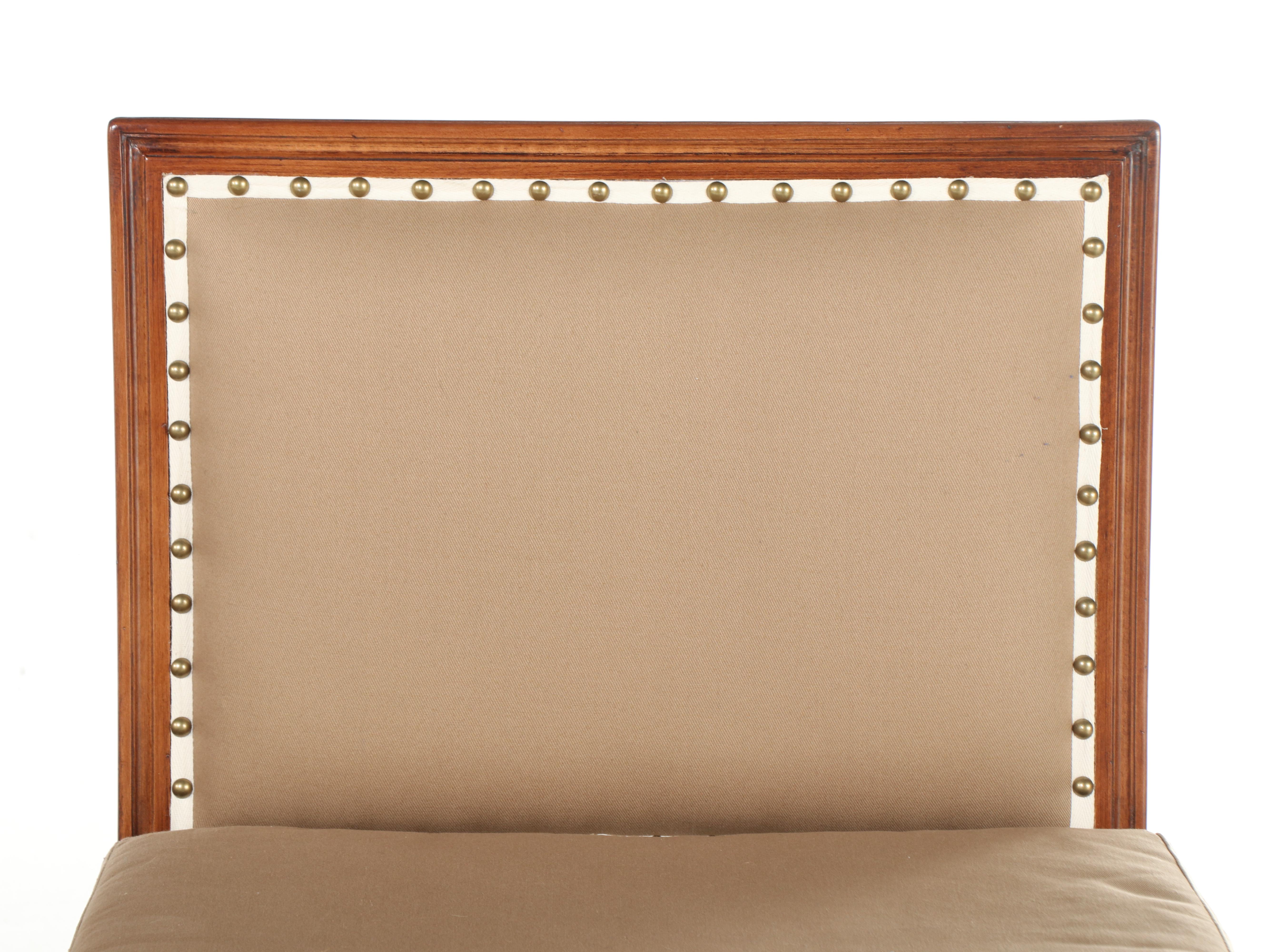 Pair of Ballard Designs "Louis" Beech and Custom-Upholstered Slipper Chairs