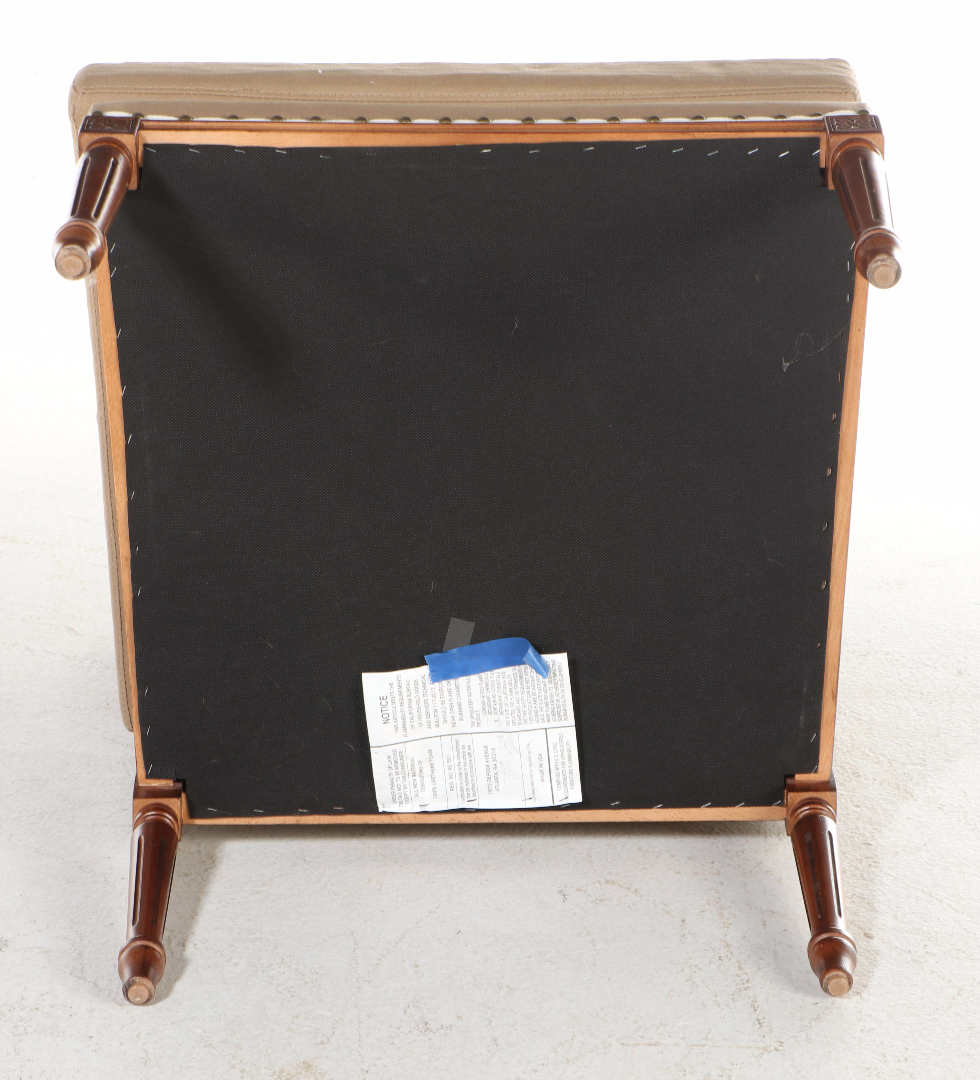 Pair of Ballard Designs "Louis" Beech and Custom-Upholstered Slipper Chairs