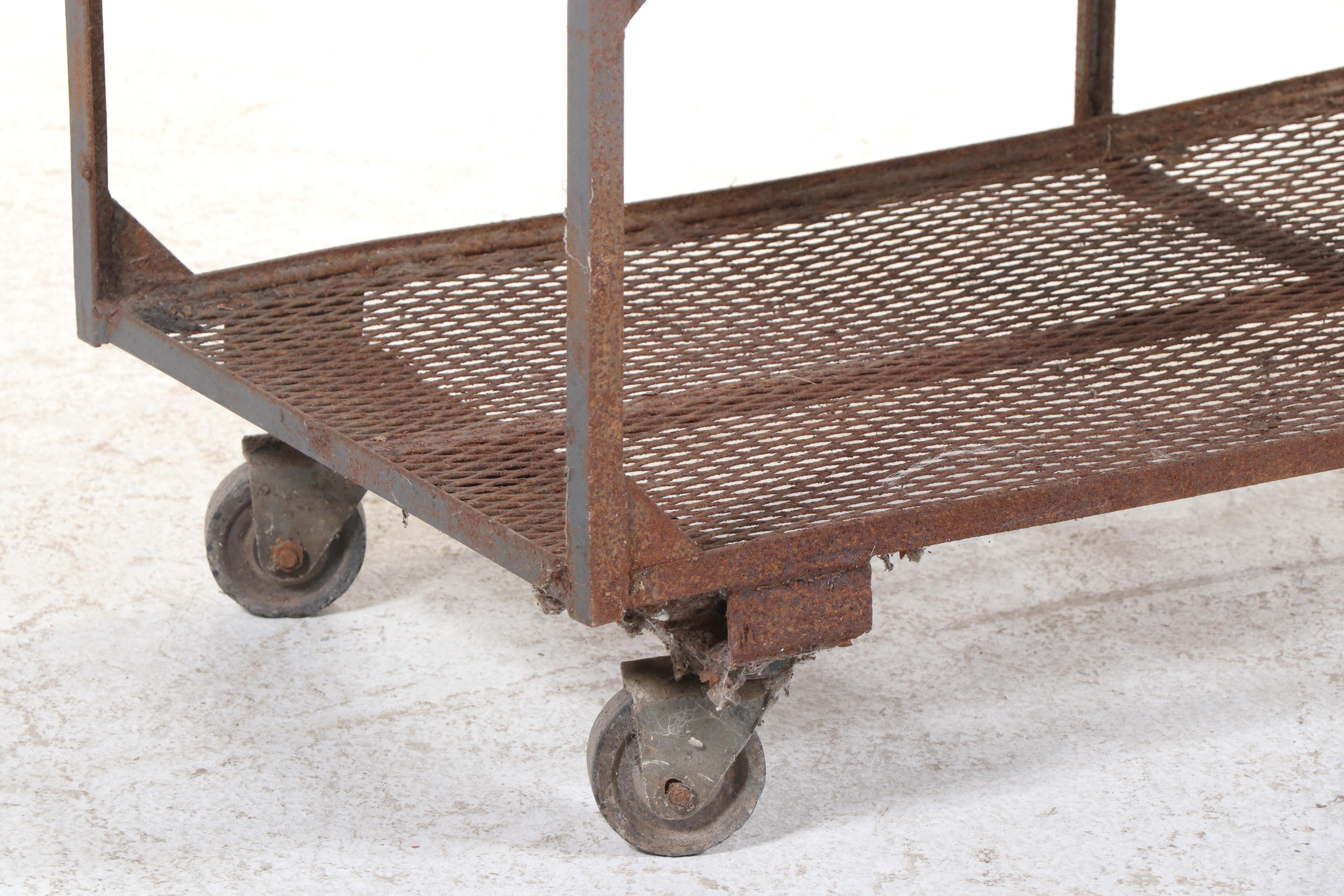 Industrial Iron and Wire Mesh Six-Tier Warehouse Cart
