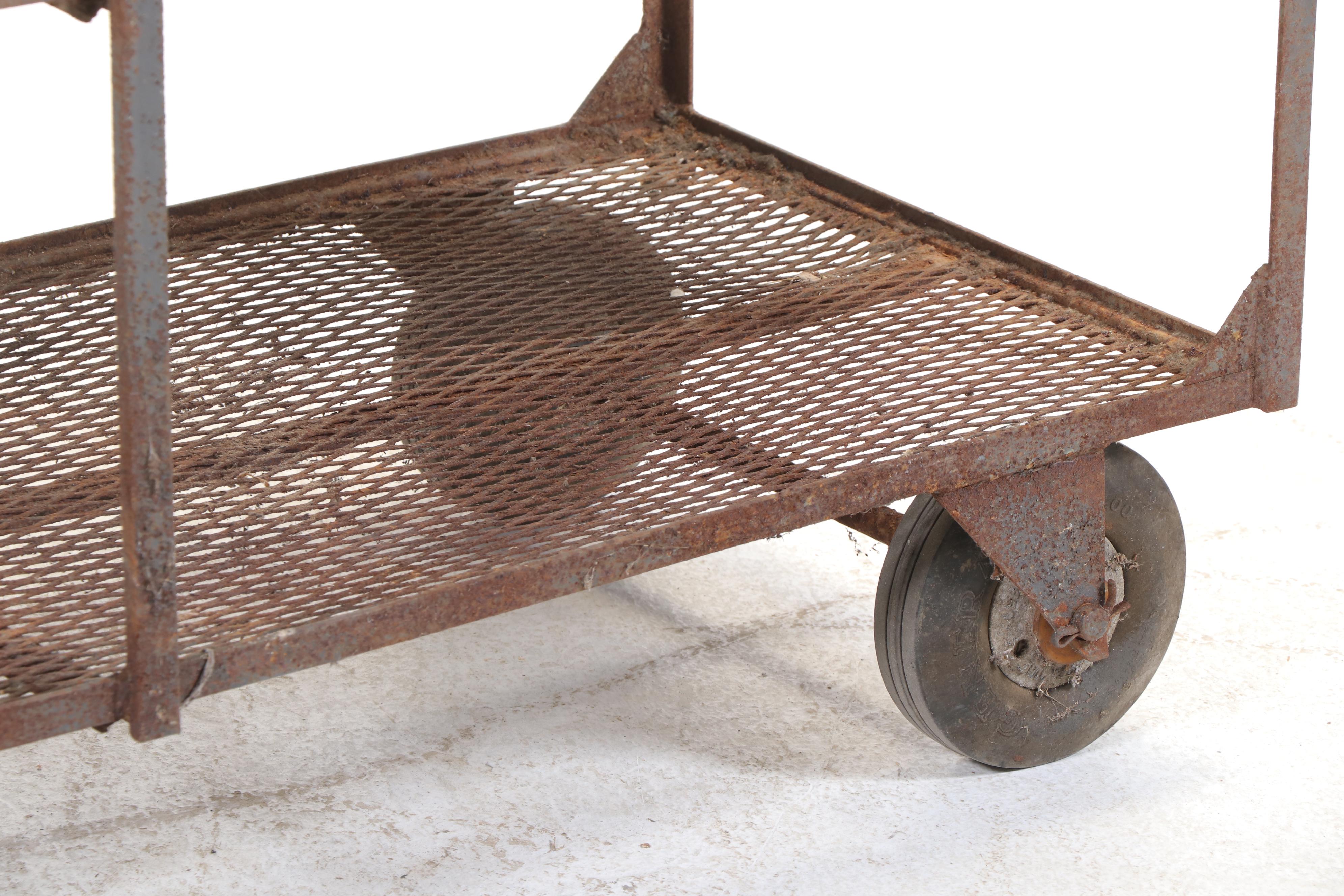Industrial Iron and Wire Mesh Six-Tier Warehouse Cart