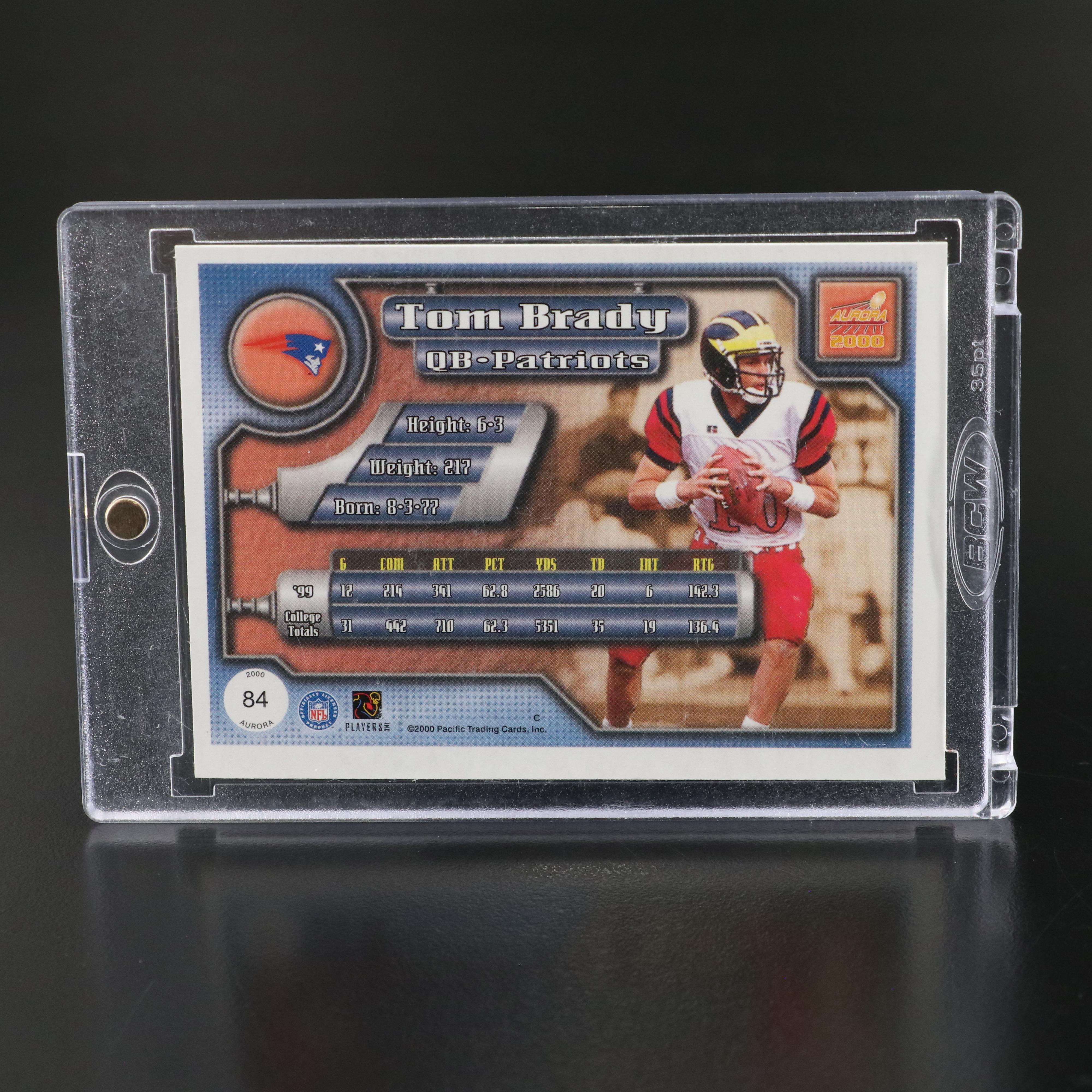 2000 Aurora Tom Brady New England Patriots Rookie Football Card