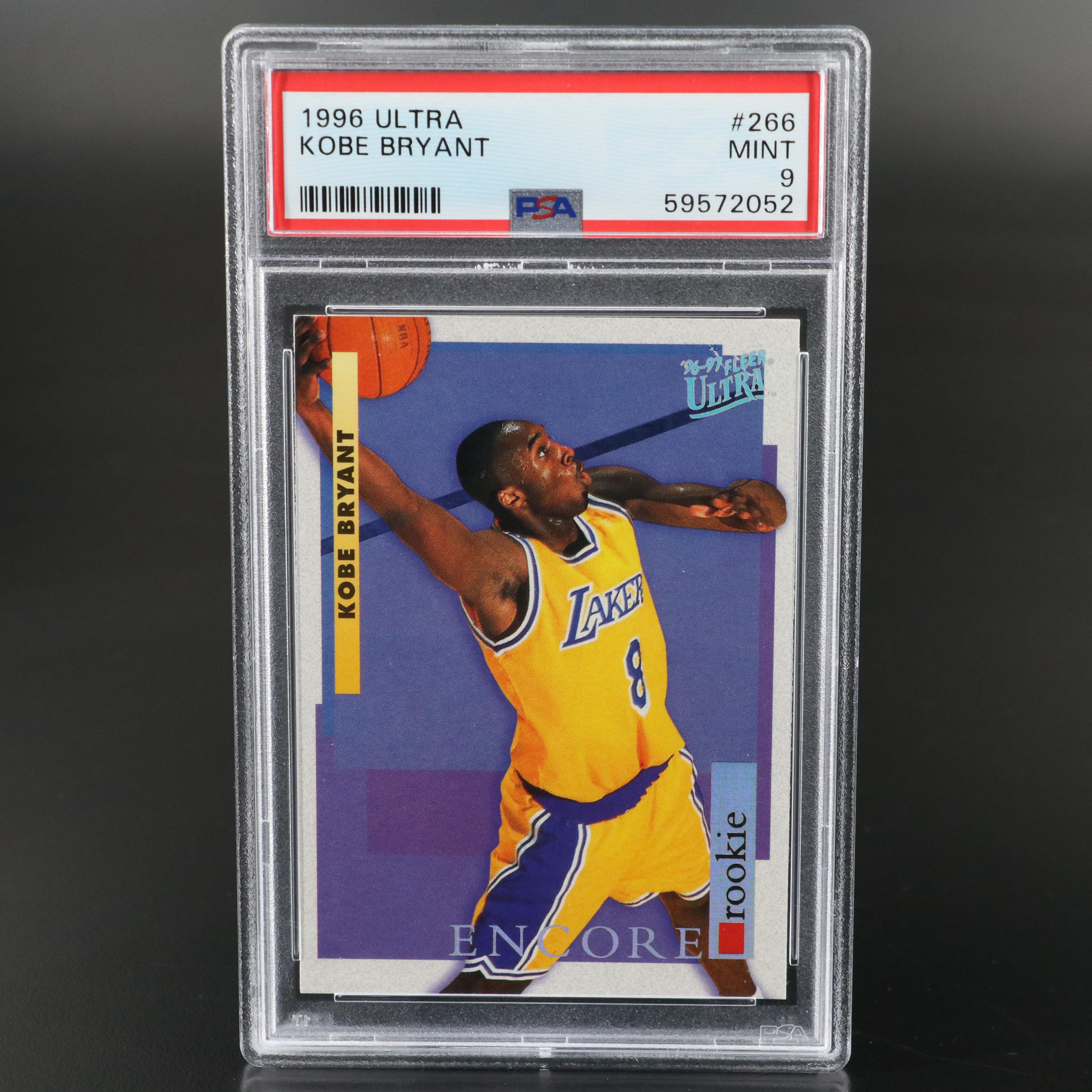 1996 Fleer Ultra Kobe Bryant Los Angeles Lakers Rookie Card Graded PSA 9