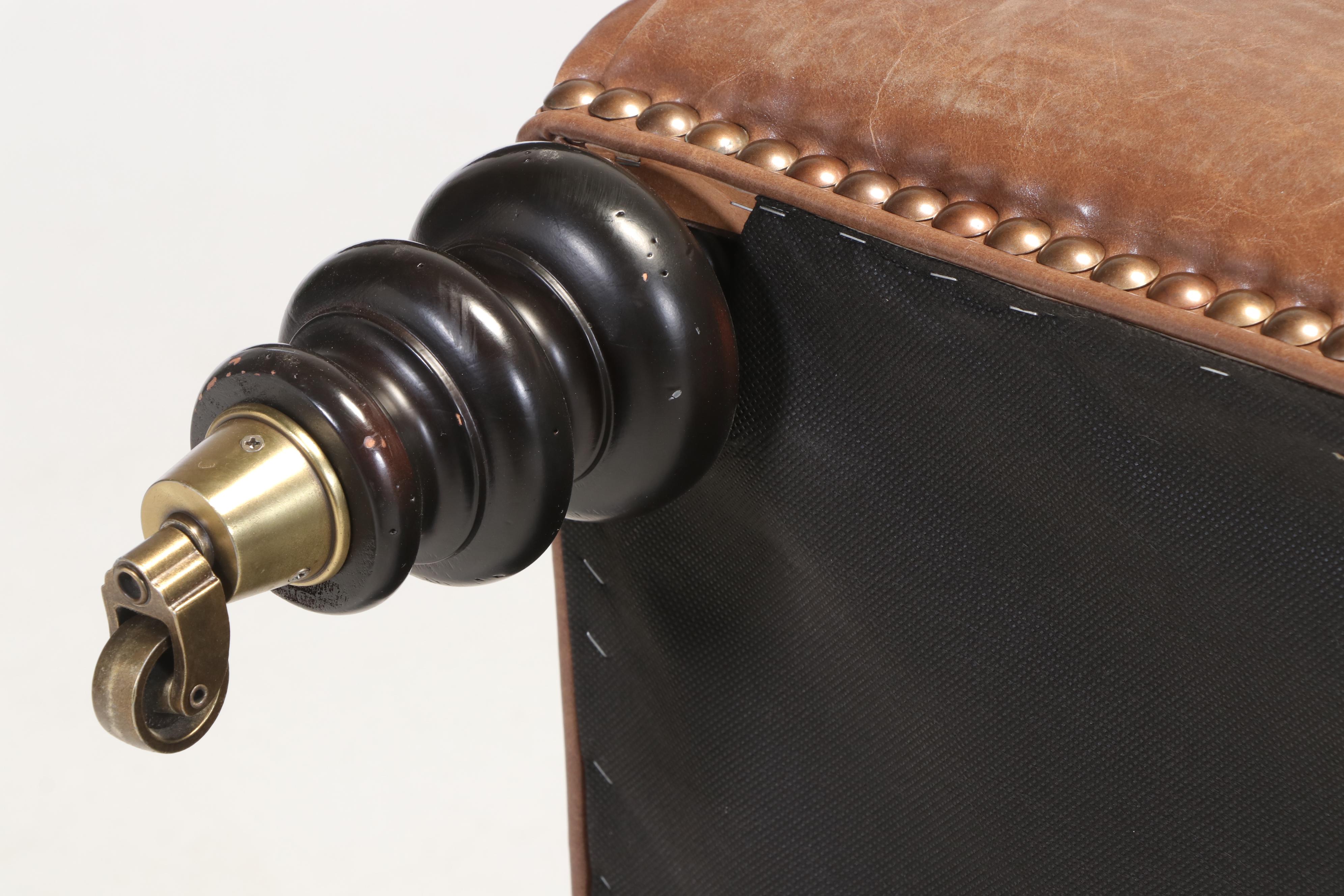 Victorian Style Button-Tufted Faux-Leather Cocktail Ottoman with Nailheads