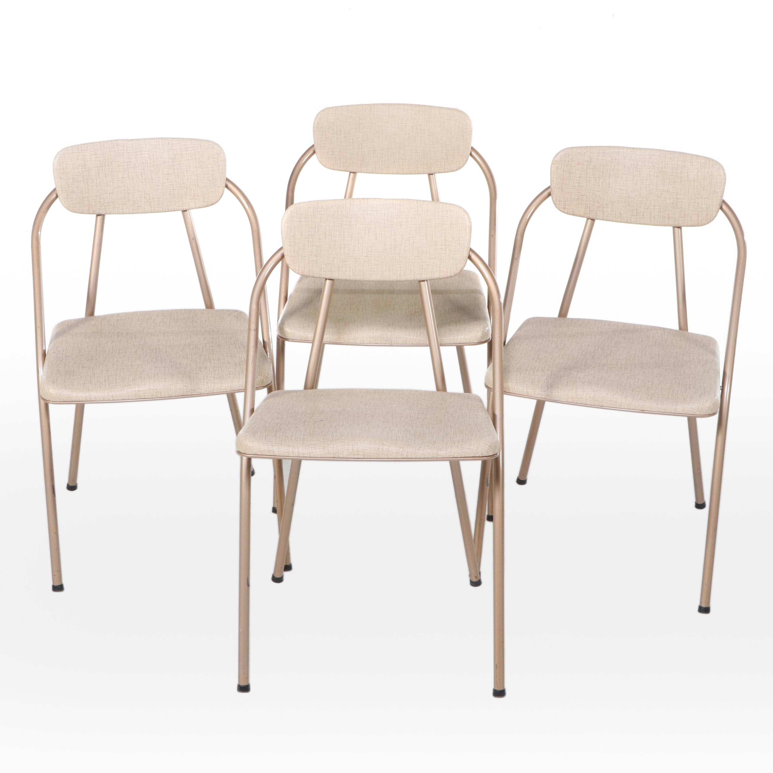 Four Hamilton Cosco "Stylaire" Powder-Coated Steel and Vinyl Folding Chairs