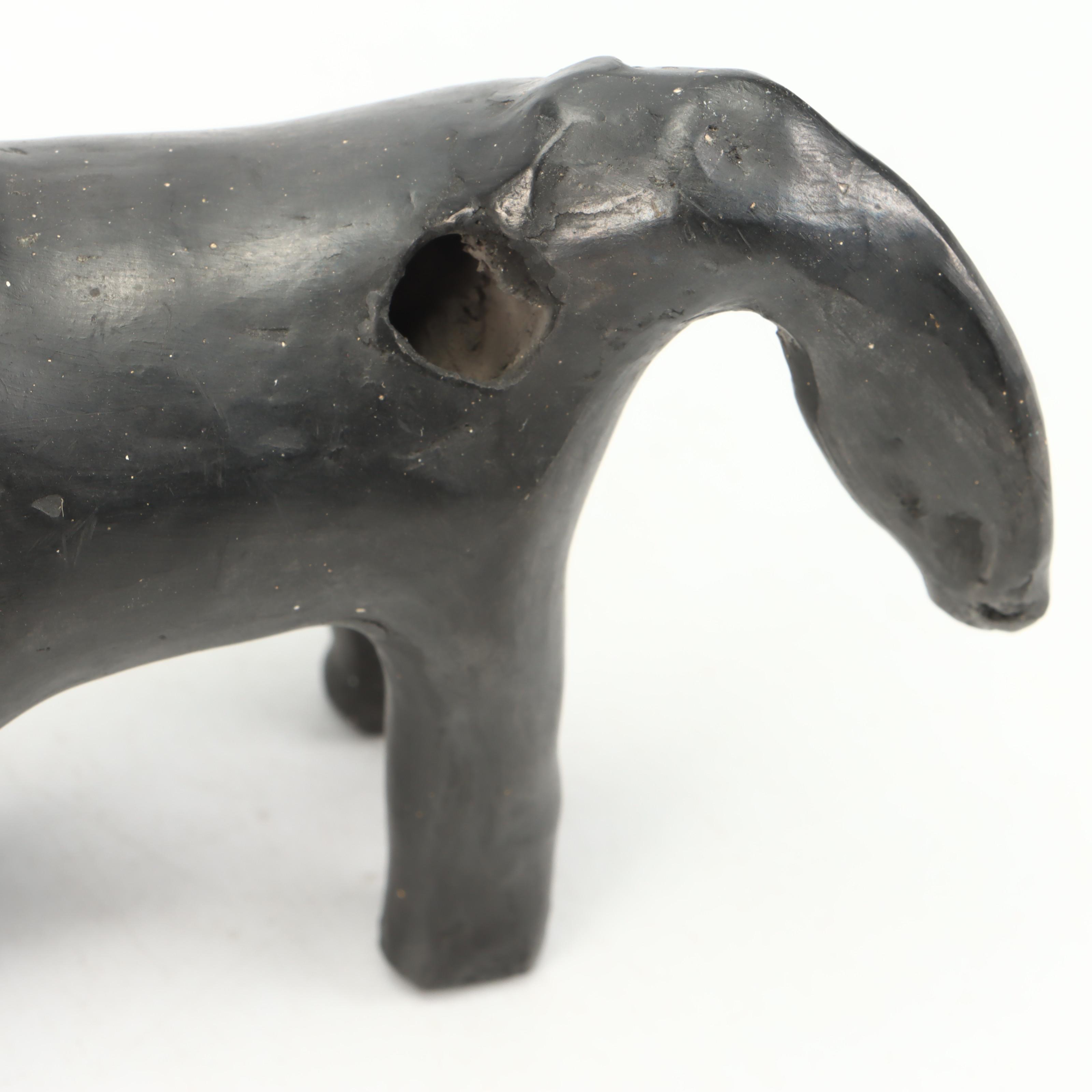 Mexican Clay Angel Bell, Oaxacan Donkey Whistle with Southwestern Pottery Bowl