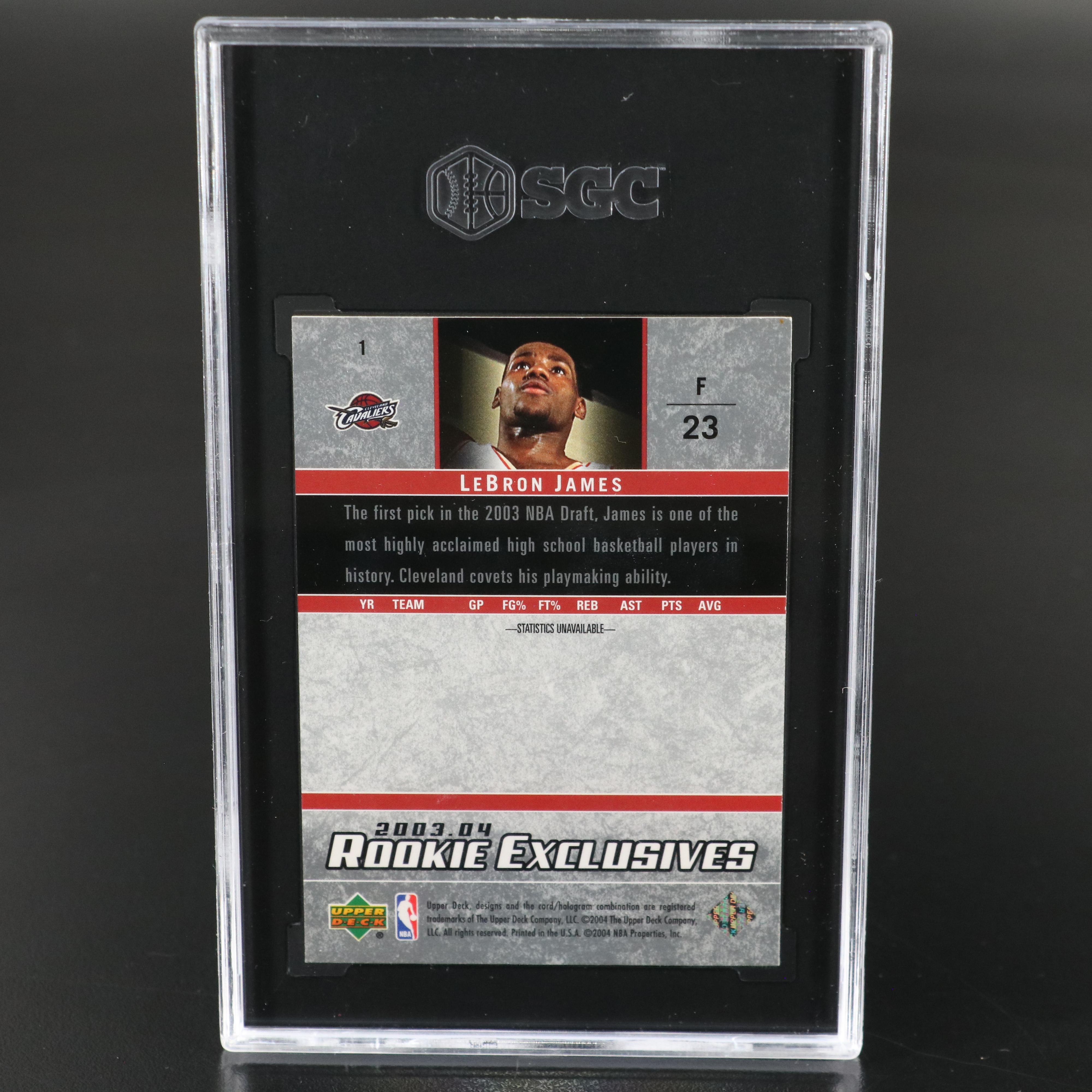 2003-04 Upper Deck LeBron James Rookie Exclusives Basketball Card Graded SGC 9