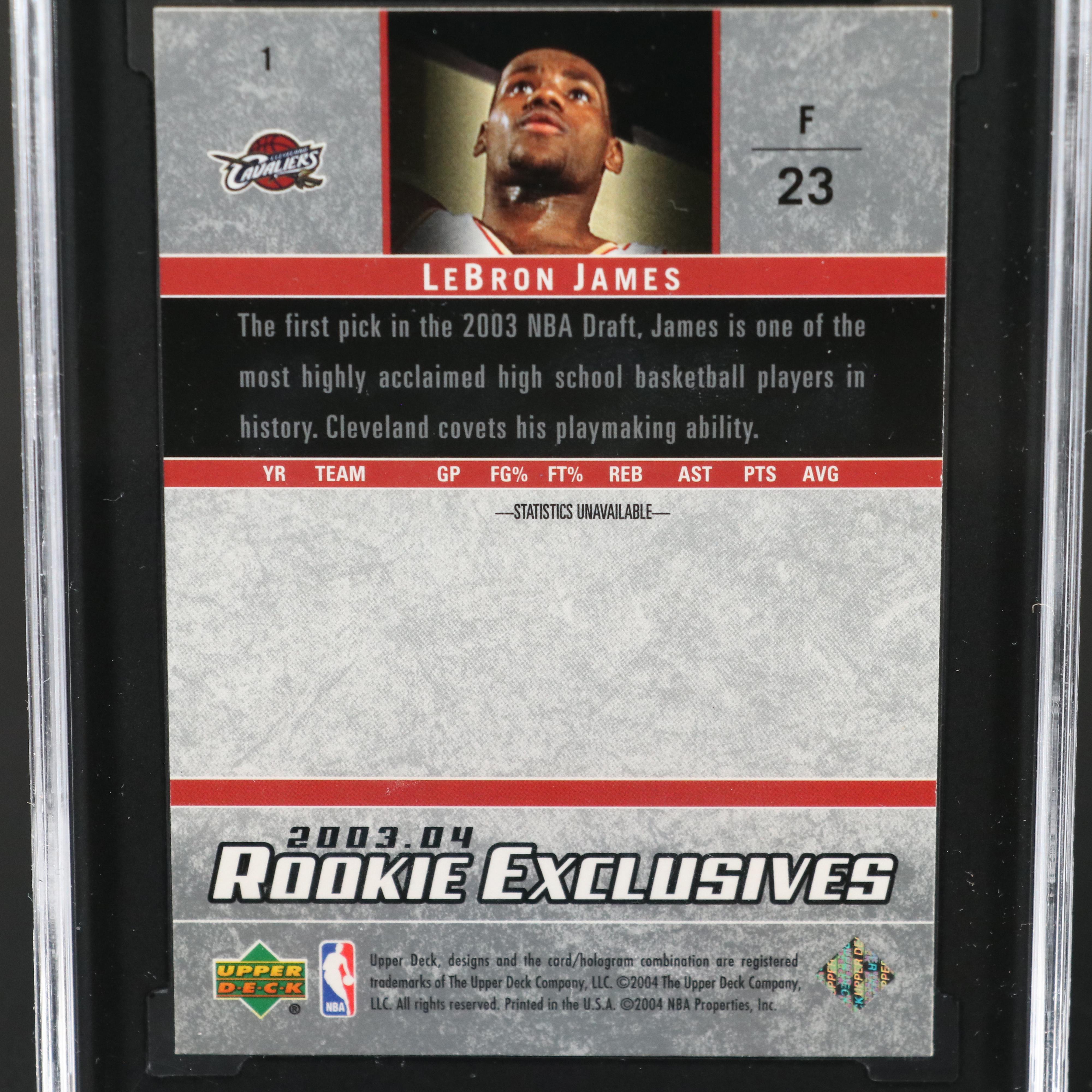 2003-04 Upper Deck LeBron James Rookie Exclusives Basketball Card Graded SGC 9