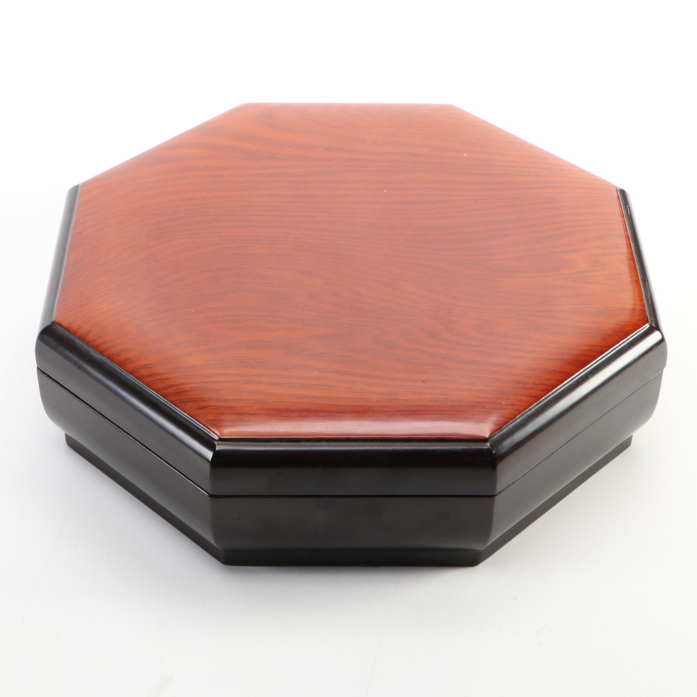 Korean Style Gujeolpan Box with Japanese Bowls and Figurines