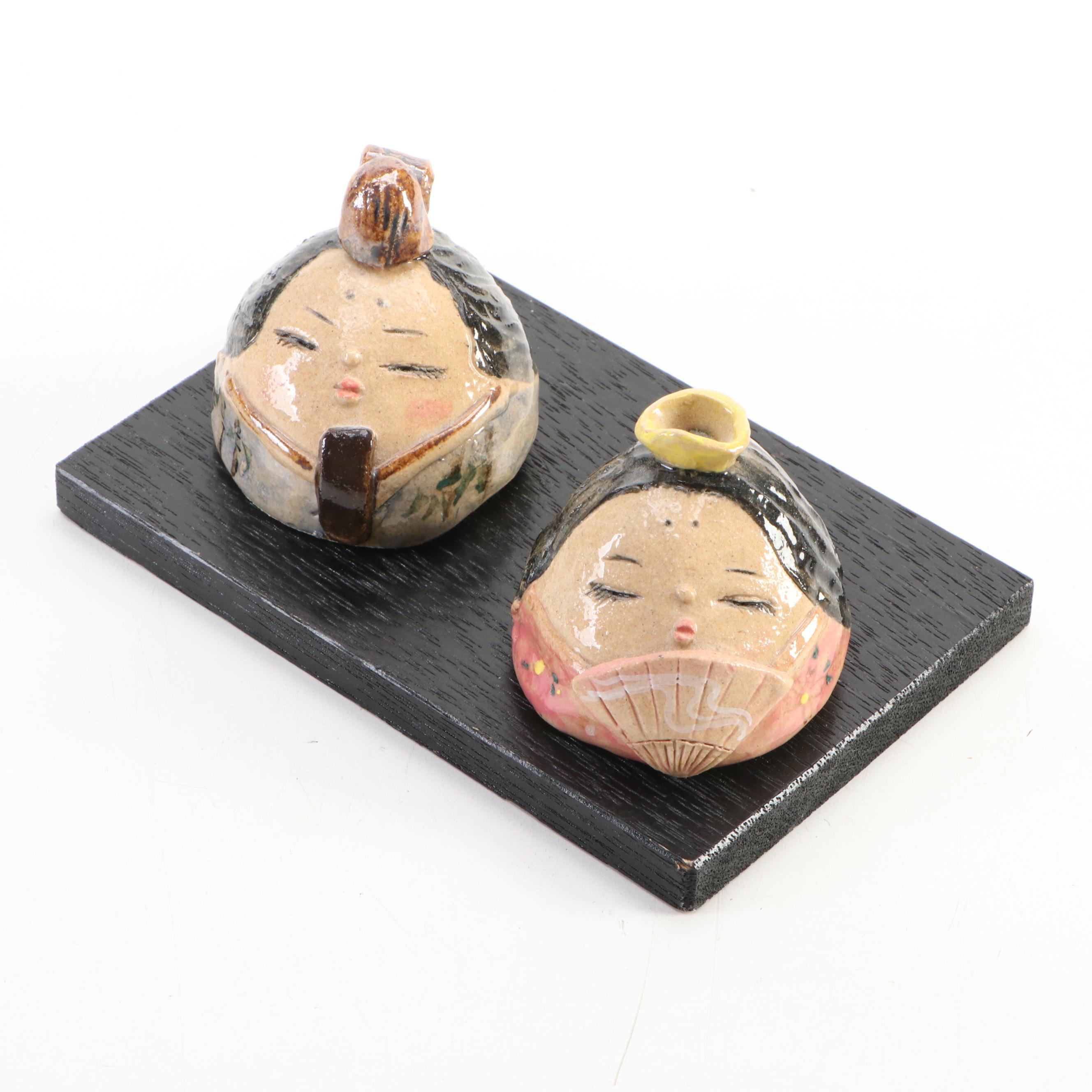 Korean Style Gujeolpan Box with Japanese Bowls and Figurines