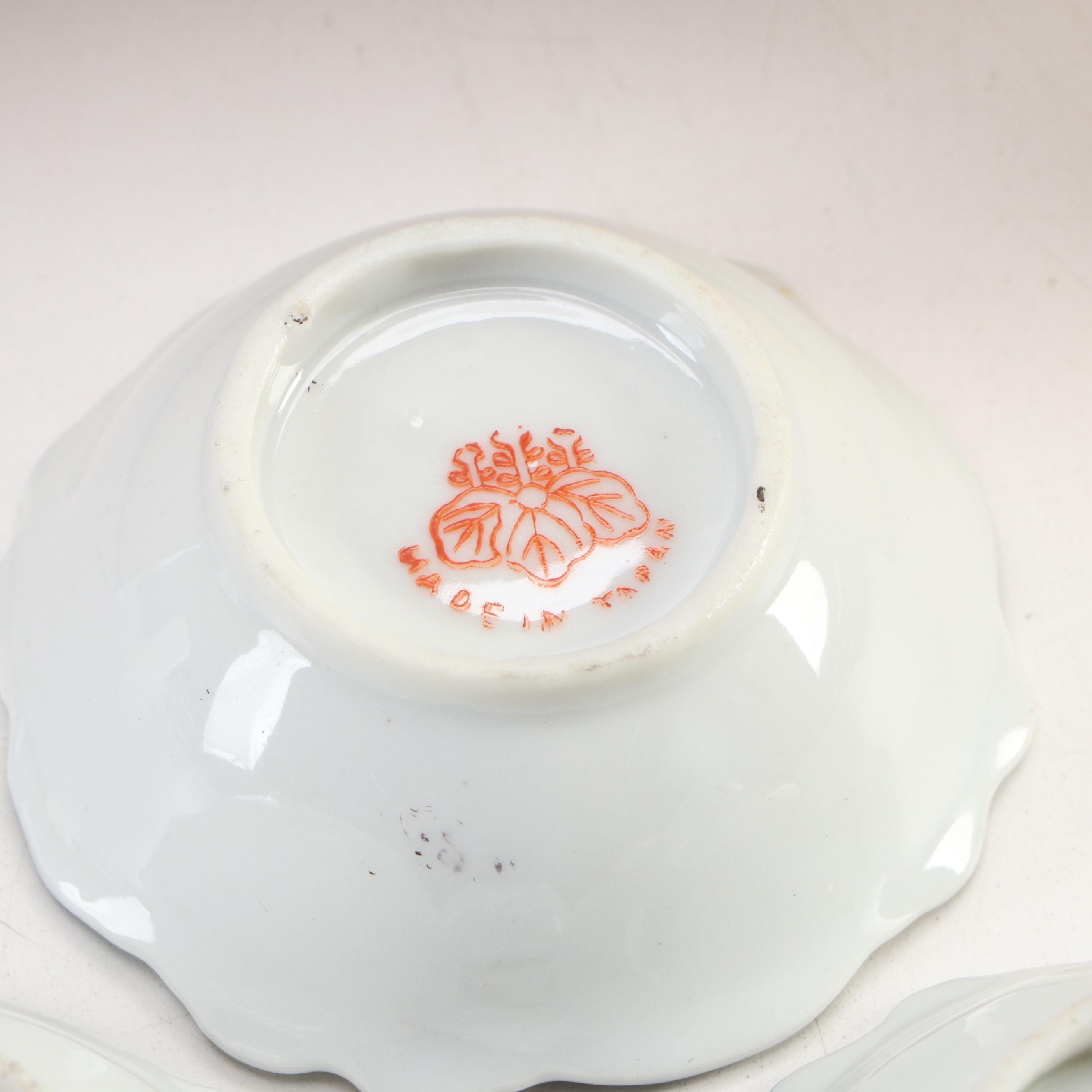 Korean Style Gujeolpan Box with Japanese Bowls and Figurines