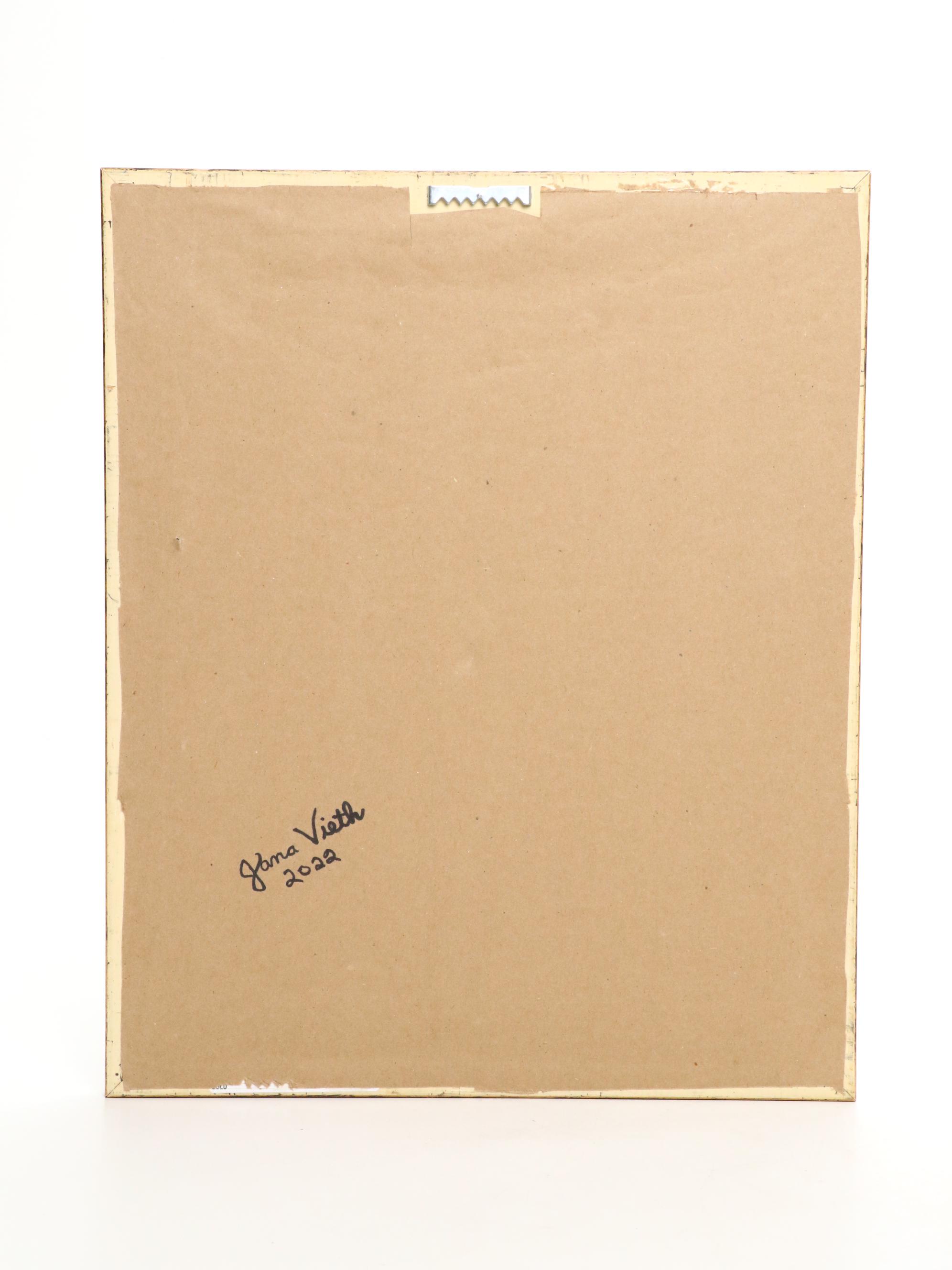 Pair of Jana Vieth Framed Jewelry Mixed Media Assemblage of Christmas Trees