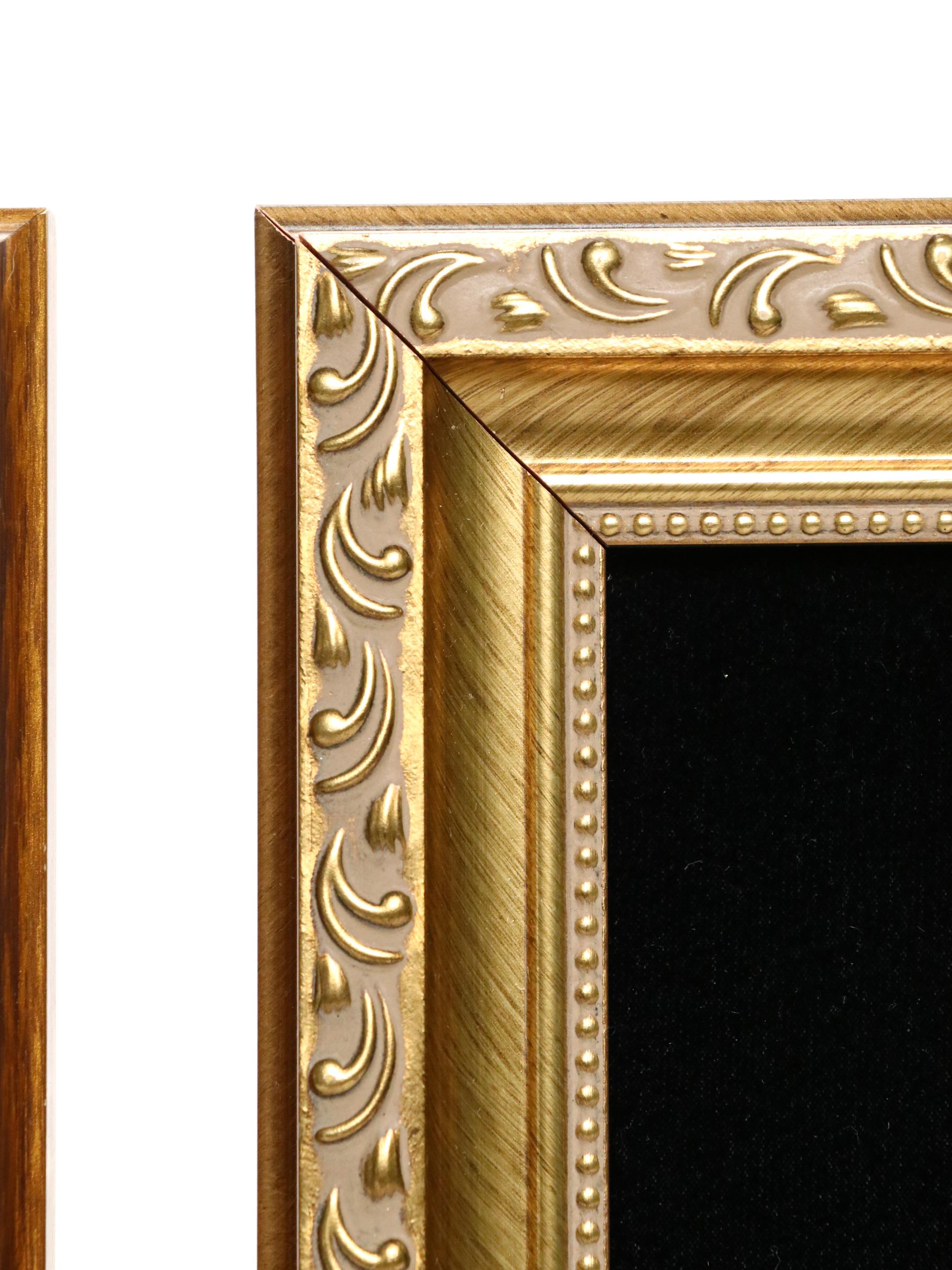 Pair of Jana Vieth Framed Jewelry Mixed Media Assemblage of Christmas Trees