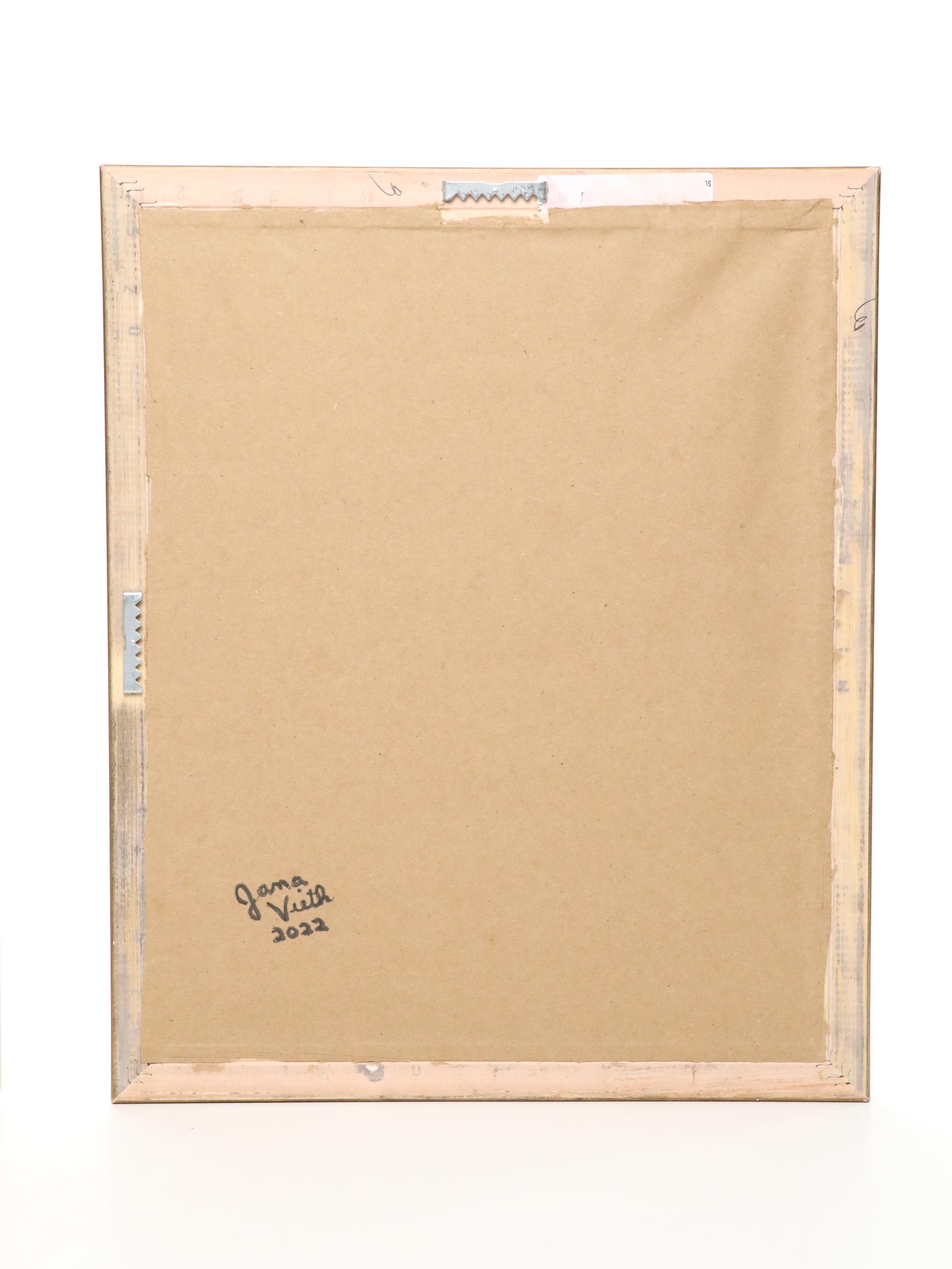 Pair of Jana Vieth Framed Jewelry Mixed Media Assemblage of Christmas Trees