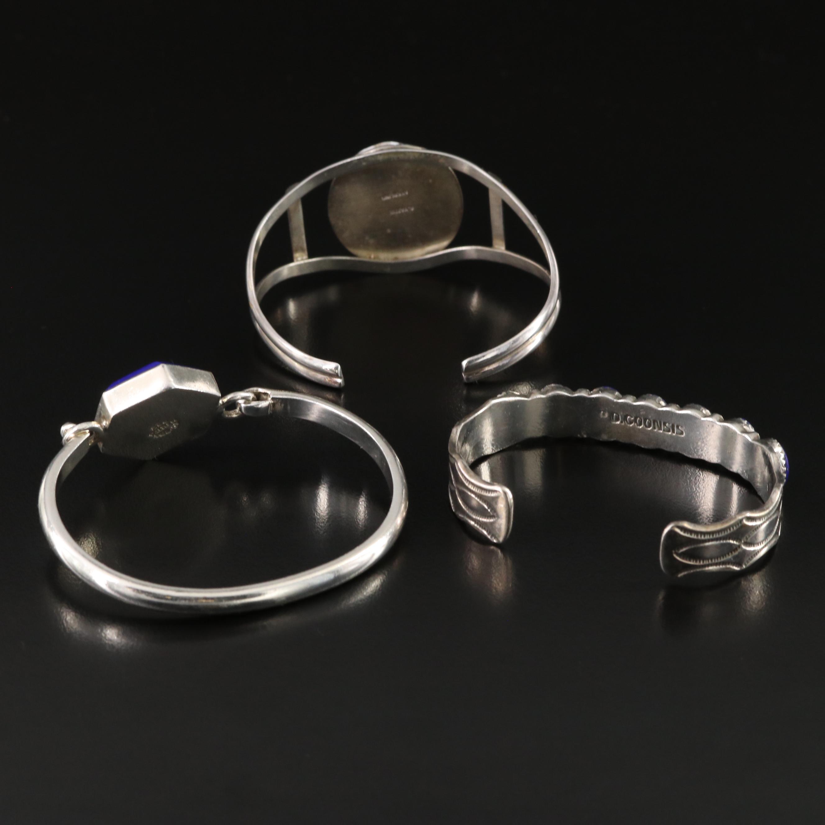 Signed Southwestern & Mexican Sterling Bracelets Including Lapis Lazuli