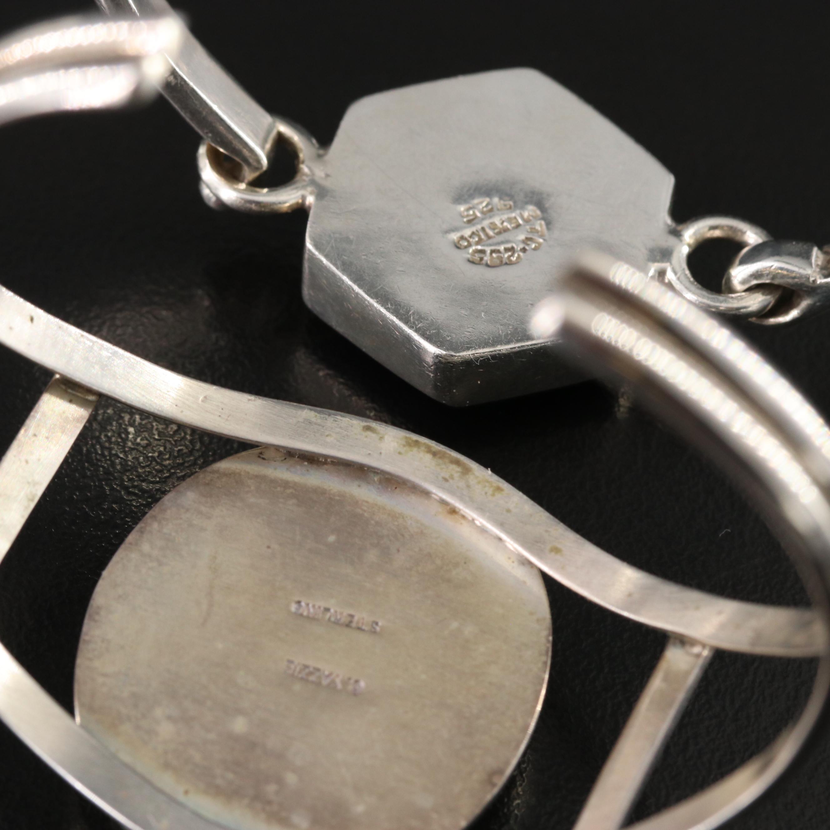 Signed Southwestern & Mexican Sterling Bracelets Including Lapis Lazuli