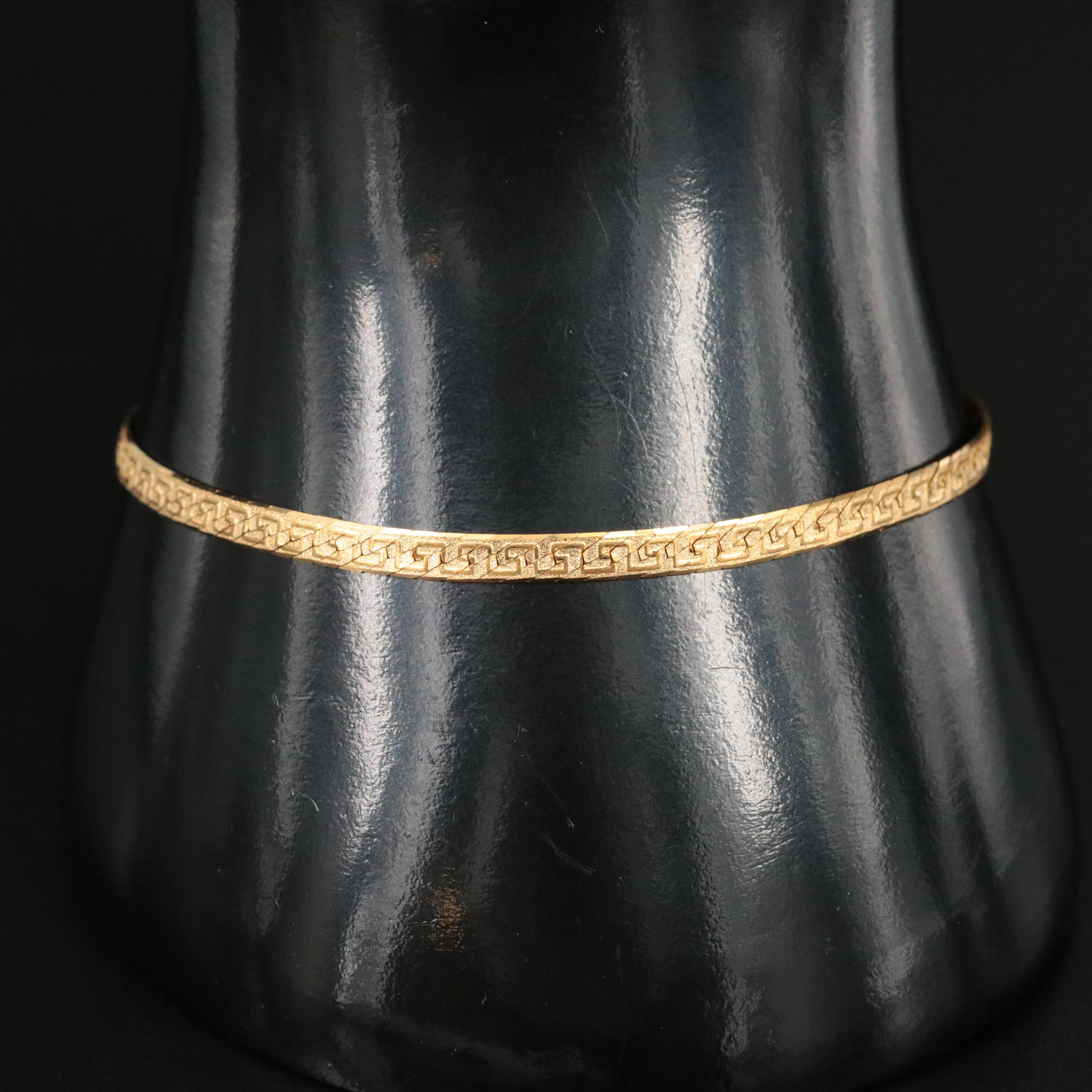 10K Reversible Greek Key and Herringbone Bracelet