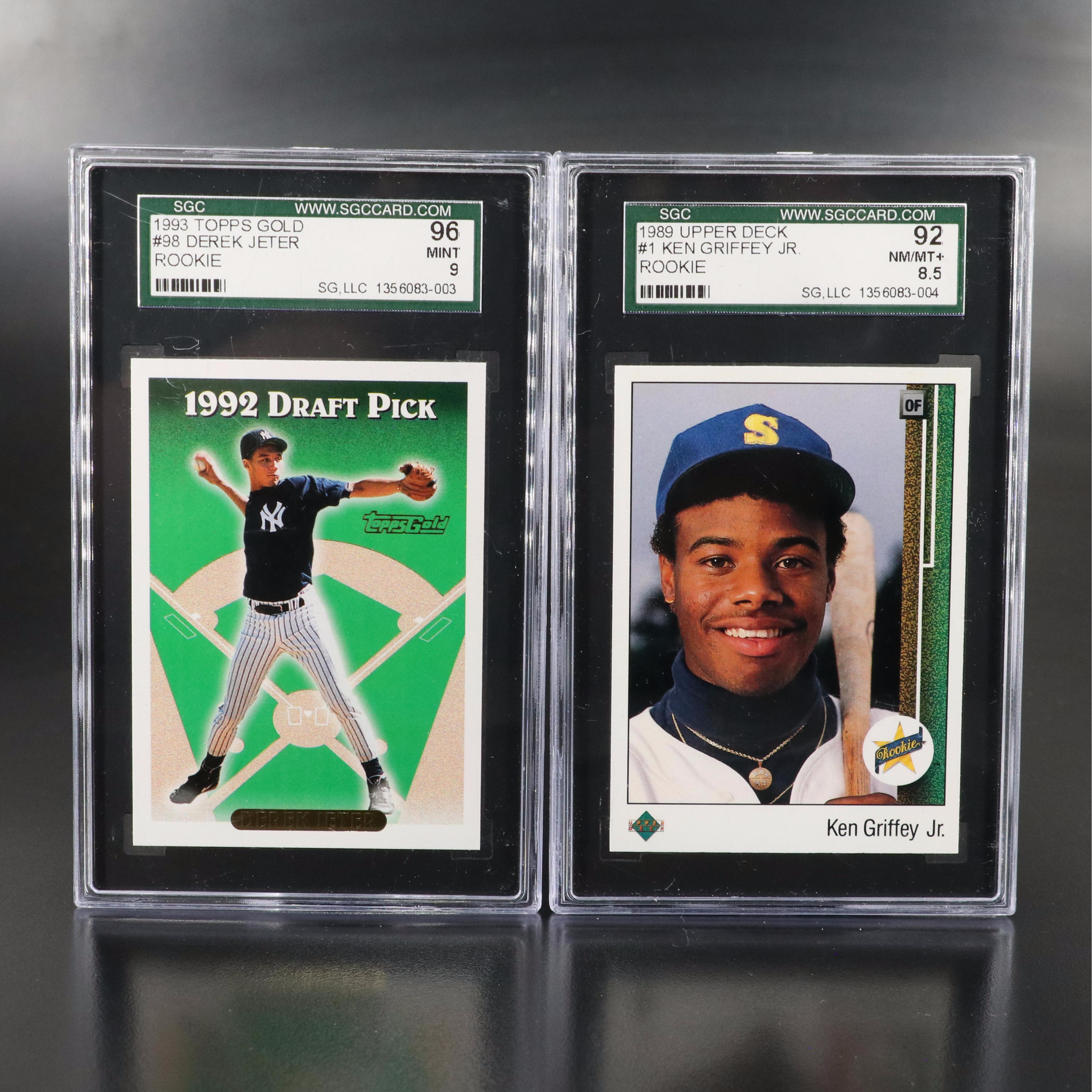 Upper Deck Ken Griffey Jr. and Topps Gold Derek Jeter SGC Graded Rookie Cards