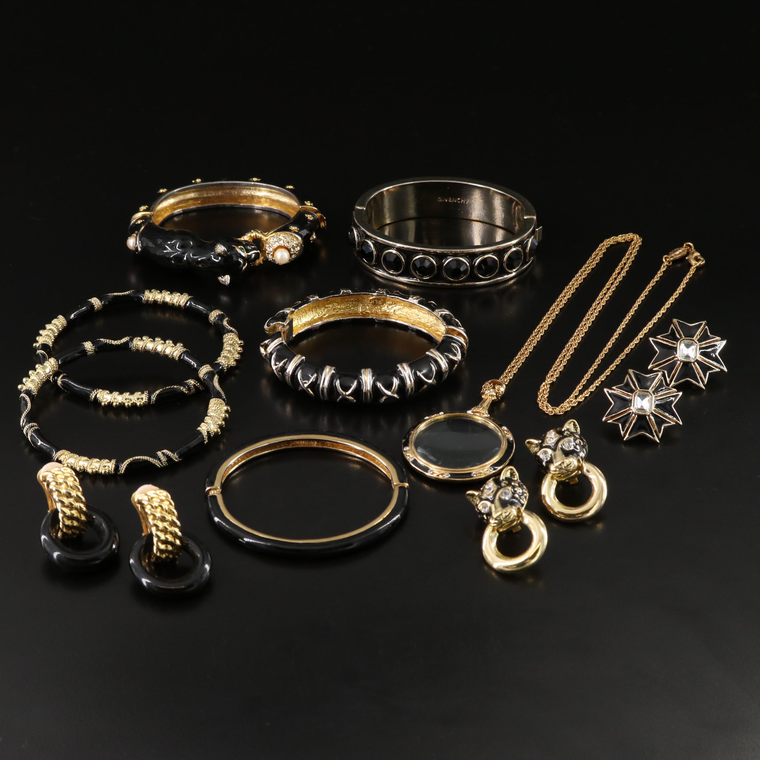 Givenchy Featured in Black Enamel and Gold Tone Jewelry Collection