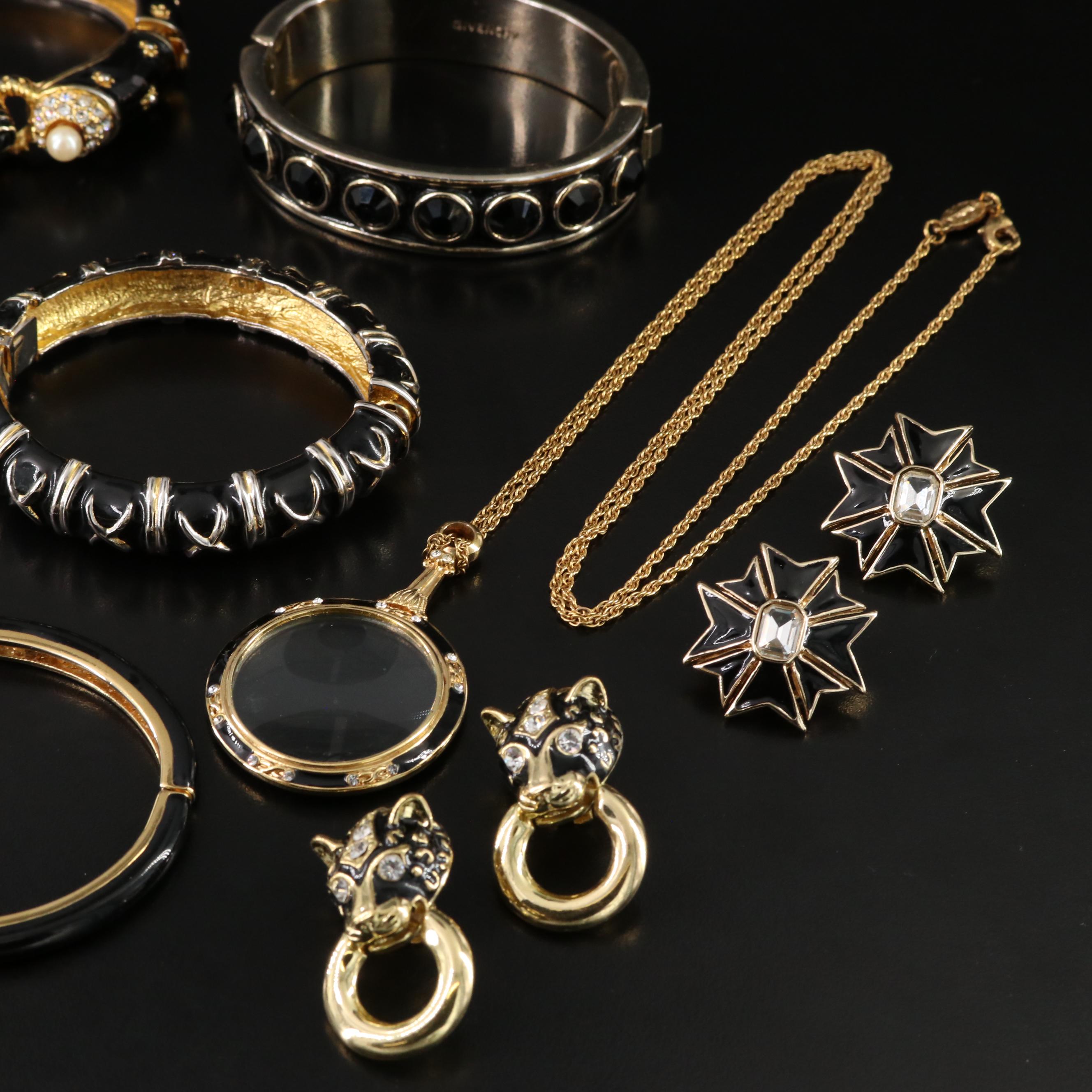Givenchy Featured in Black Enamel and Gold Tone Jewelry Collection